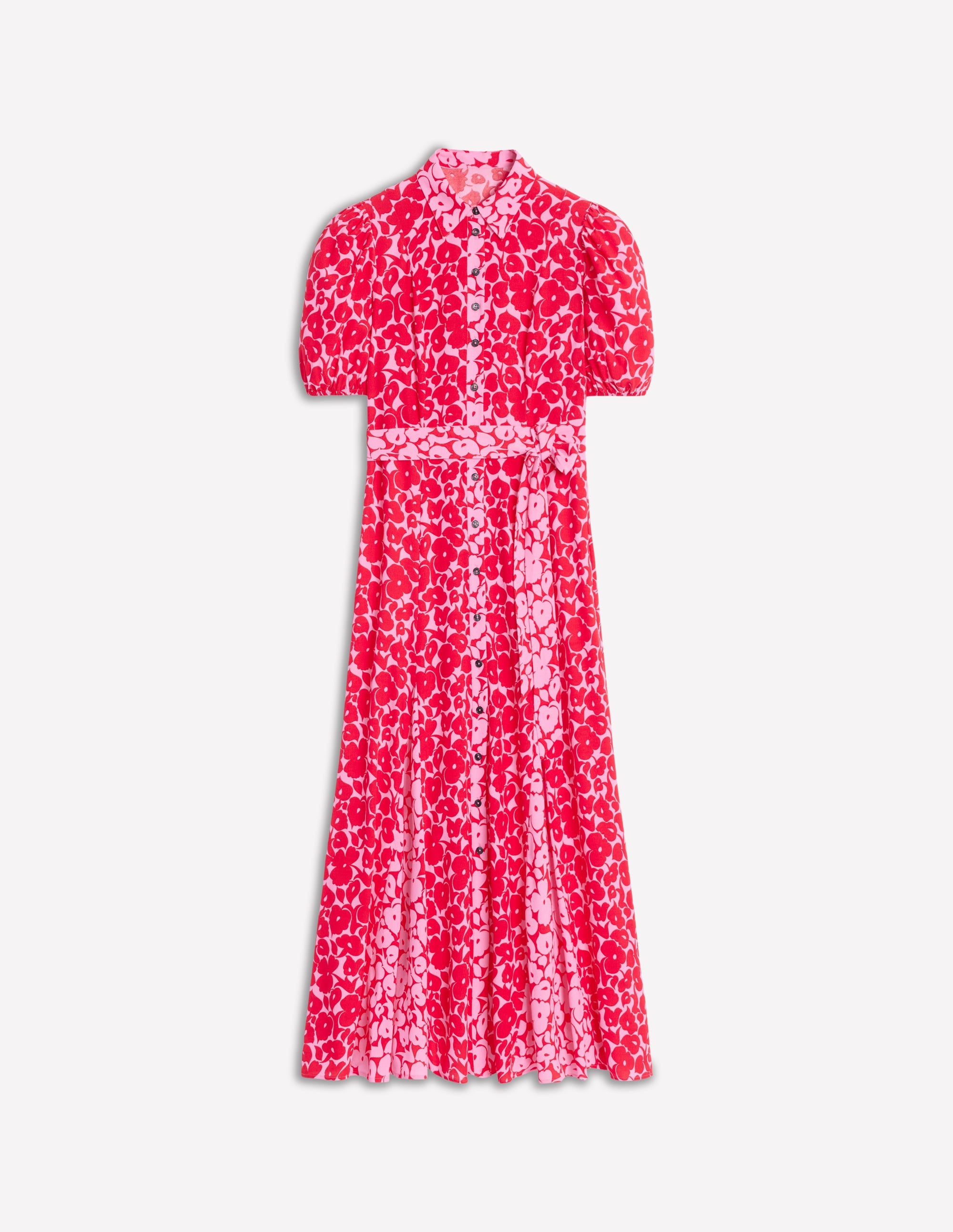 Alegra Midi Shirt Dress-Jewel Red, Leafy Grove - Image 6