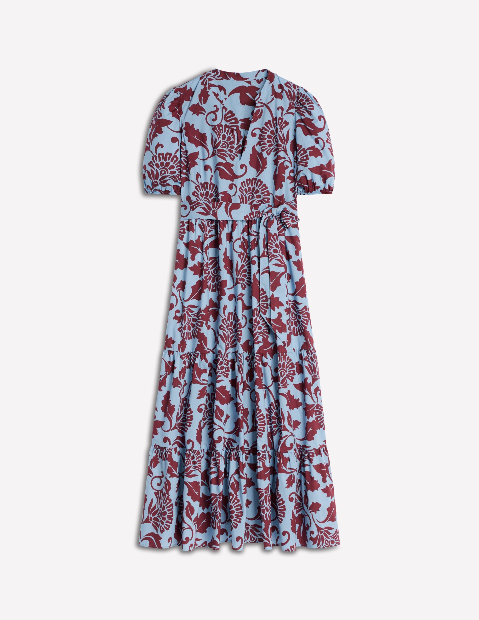 Christabel Cotton Midi Dress-Glacier Blue, Ornate Vine - Image 5