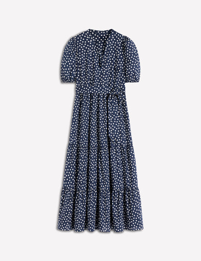 Christabel Cotton Midi Dress-French Navy, Painted Dot-6
