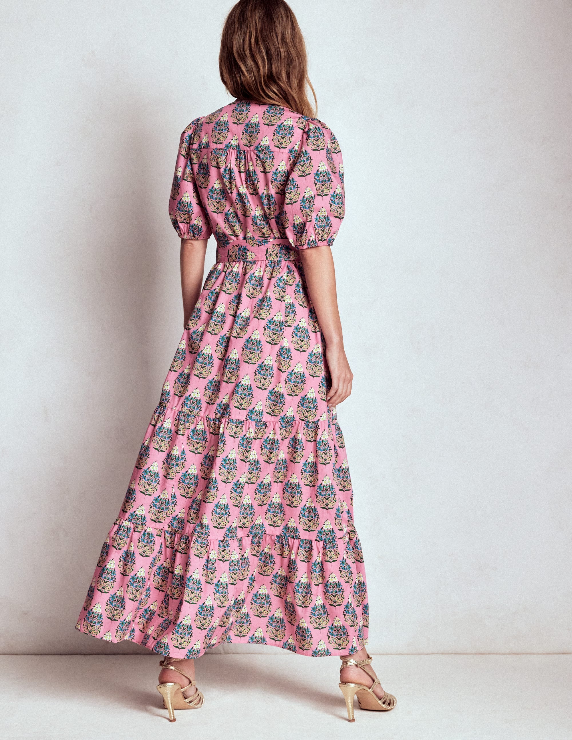 Christabel Cotton Midi Dress-Pink, Wildflower Bouquet - Image 3