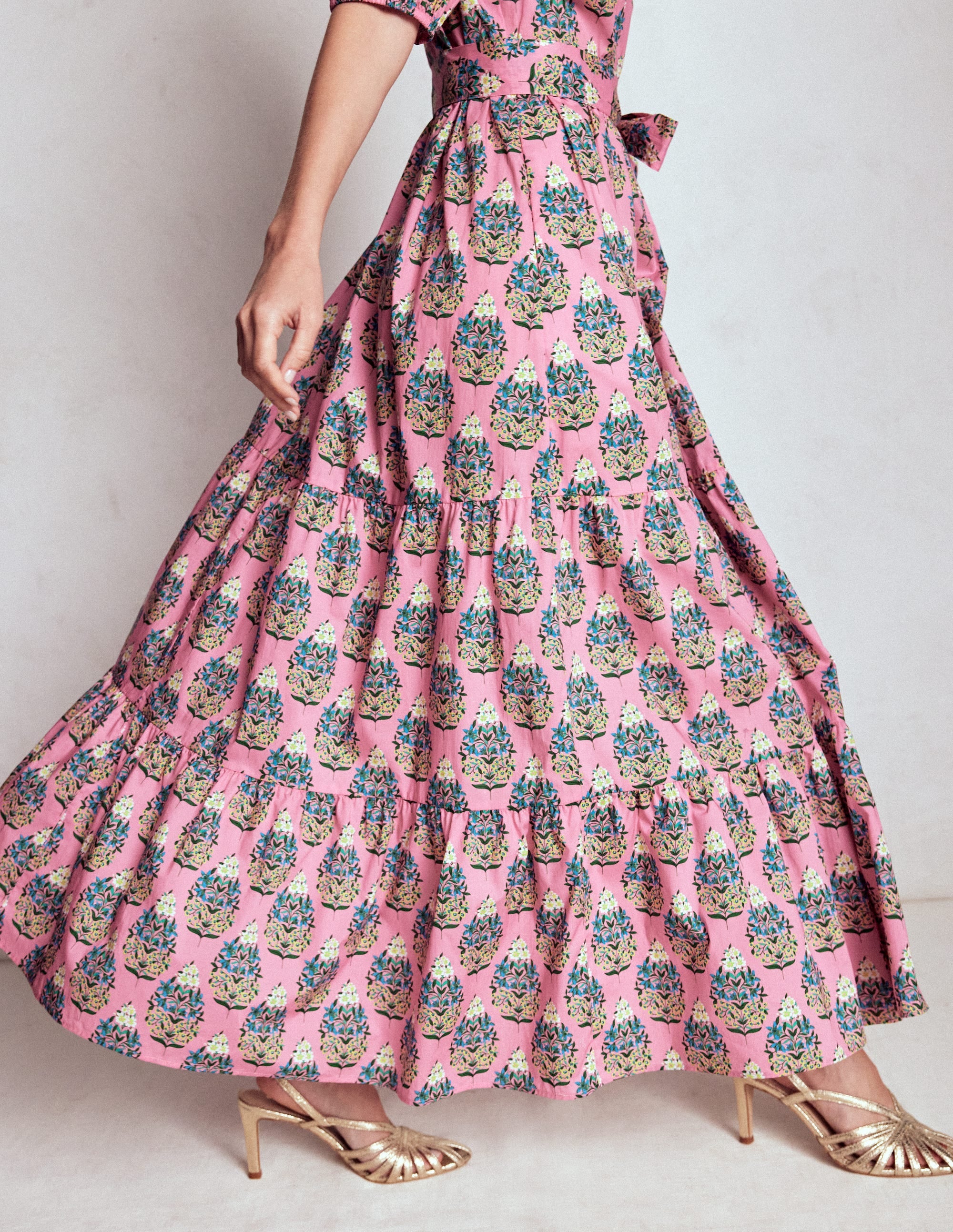 Christabel Cotton Midi Dress-Pink, Wildflower Bouquet - Image 5