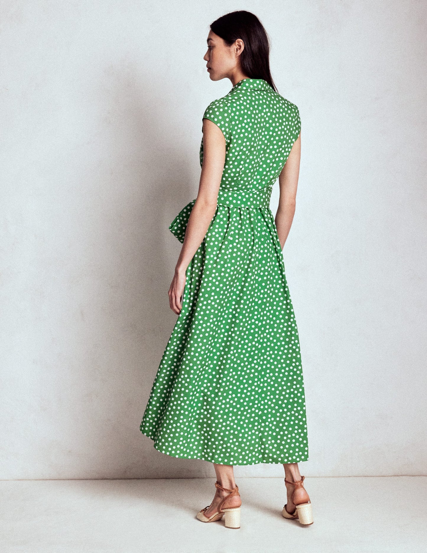 Julia Cotton Wrap Midi Dress-Highland Green, Painted Dot