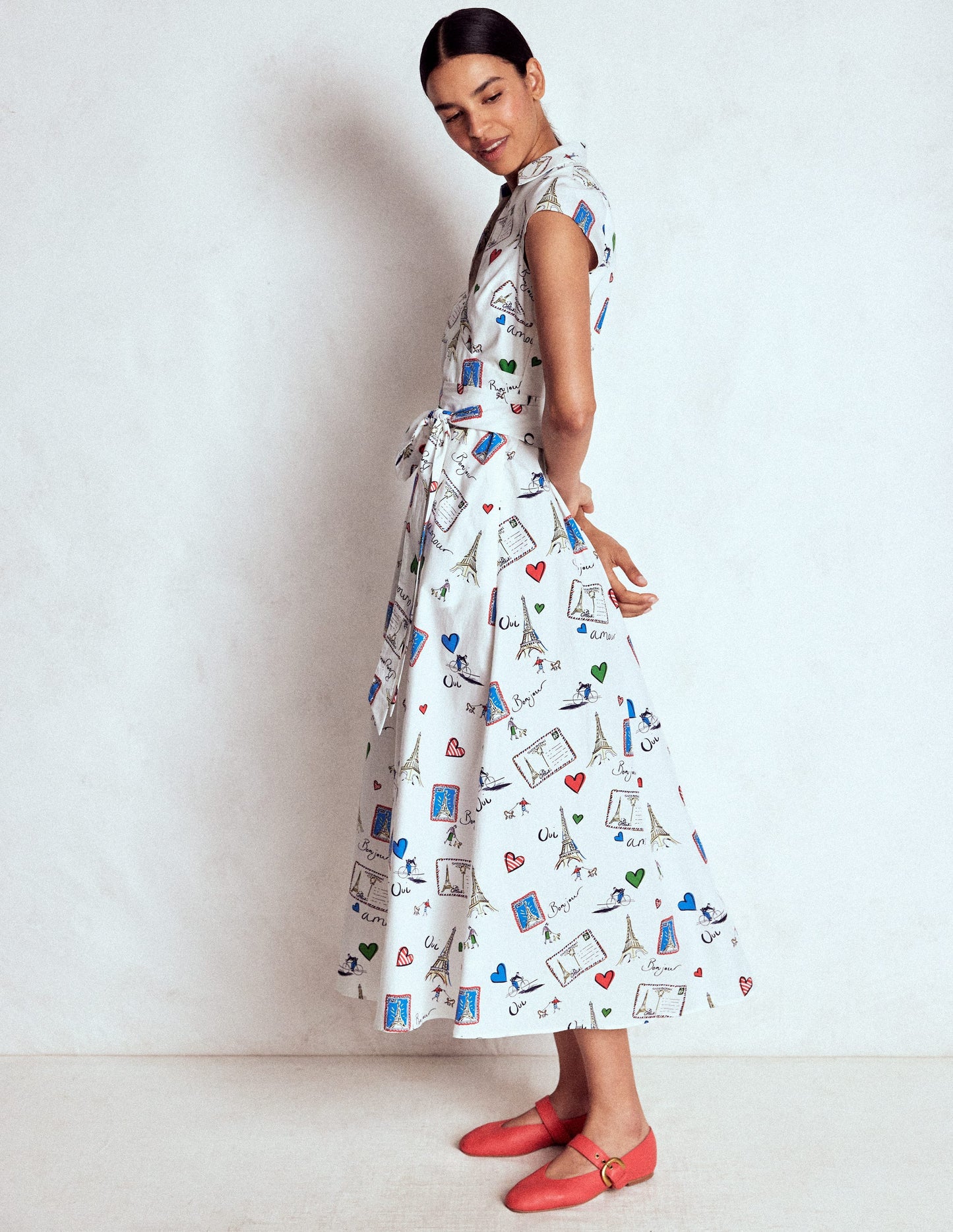 Julia Cotton Wrap Midi Dress-Ivory, Postcard From Paris