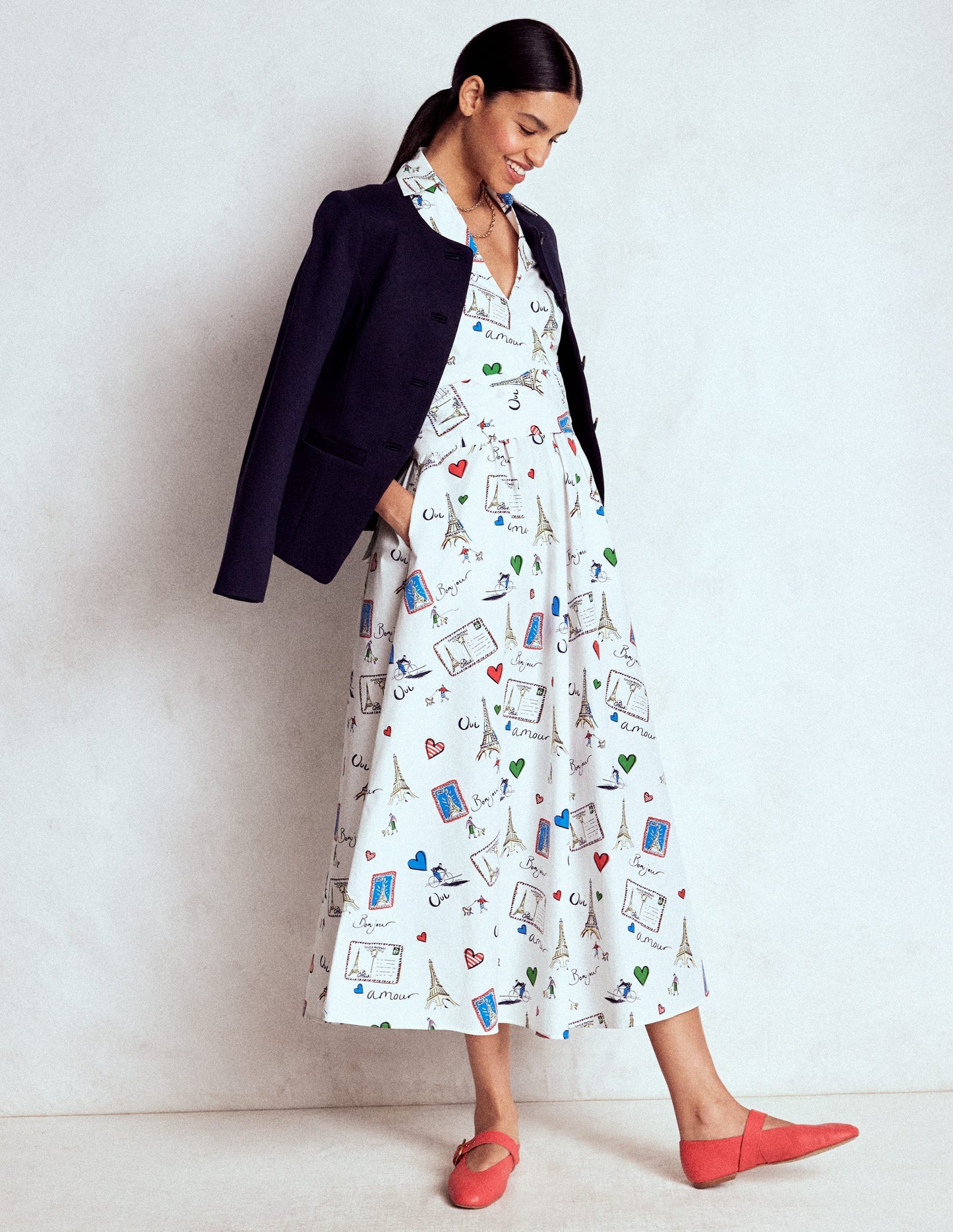 Julia Cotton Wrap Midi Dress-Ivory, Postcard From Paris