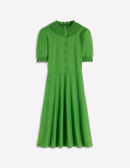 Melina Ruffle Knitted Dress-Paradise Green-7
