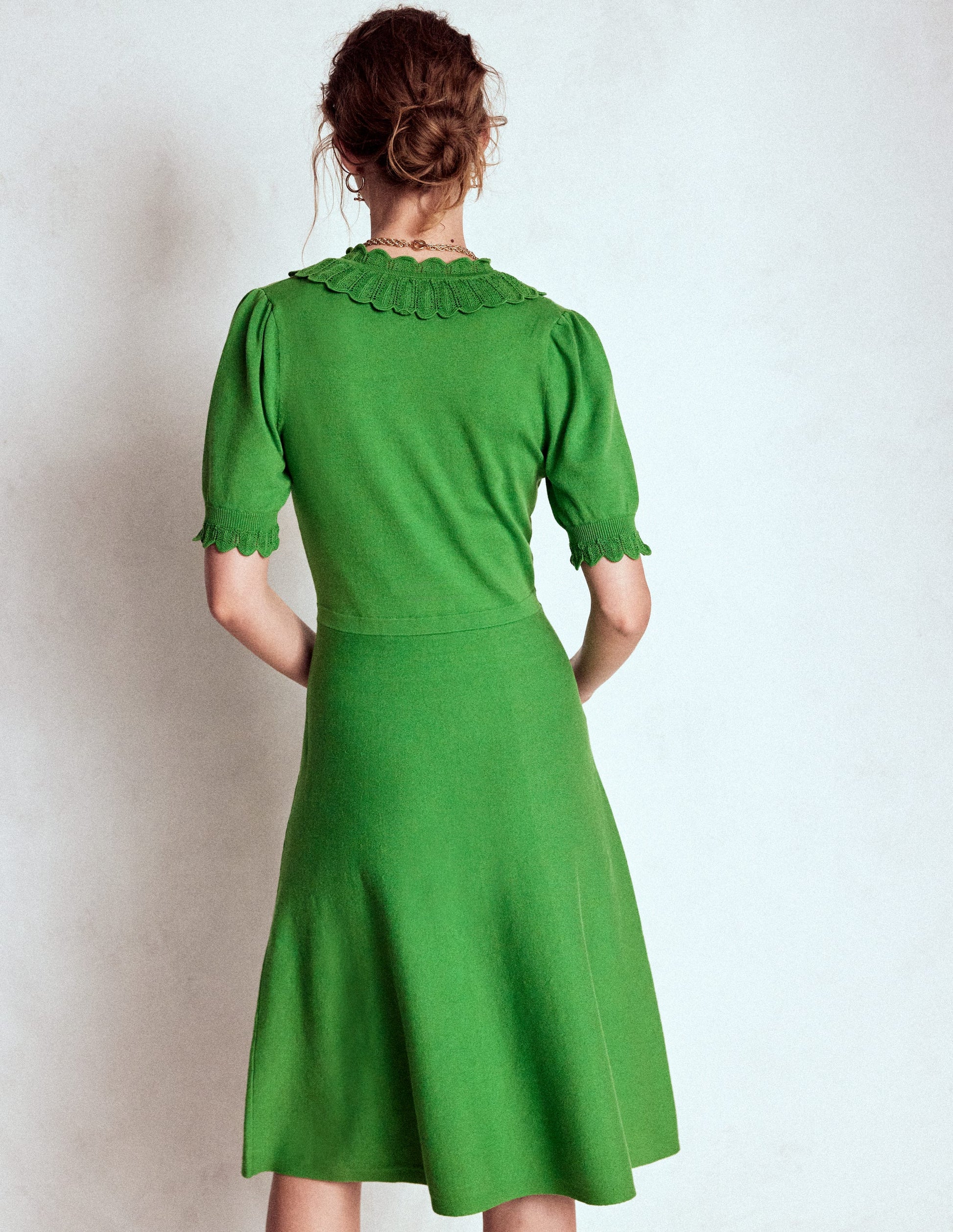 Melina Ruffle Knitted Dress-Paradise Green-3