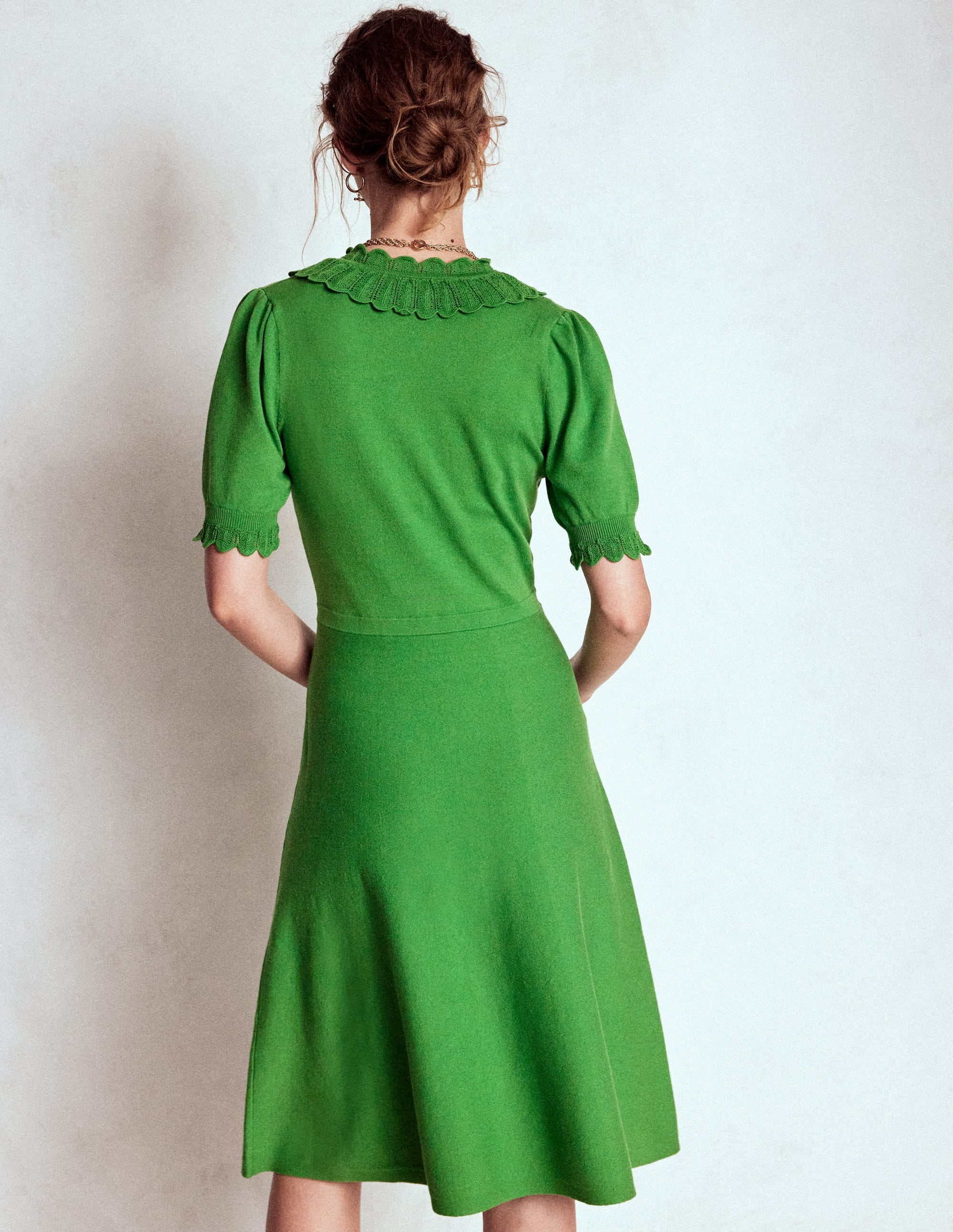 Melina Ruffle Knitted Dress-Paradise Green - Image 3