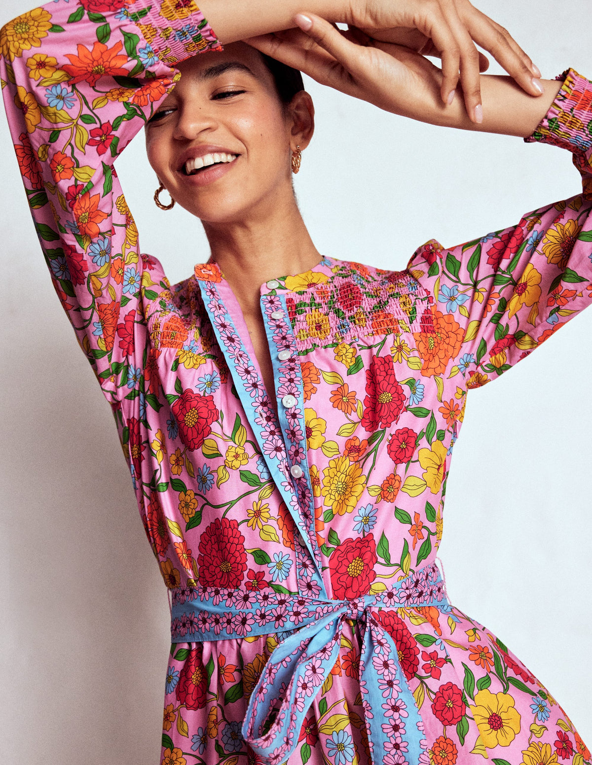 Cecily Cotton Midi Dress-Multi, Dahlia Trail - Image 3