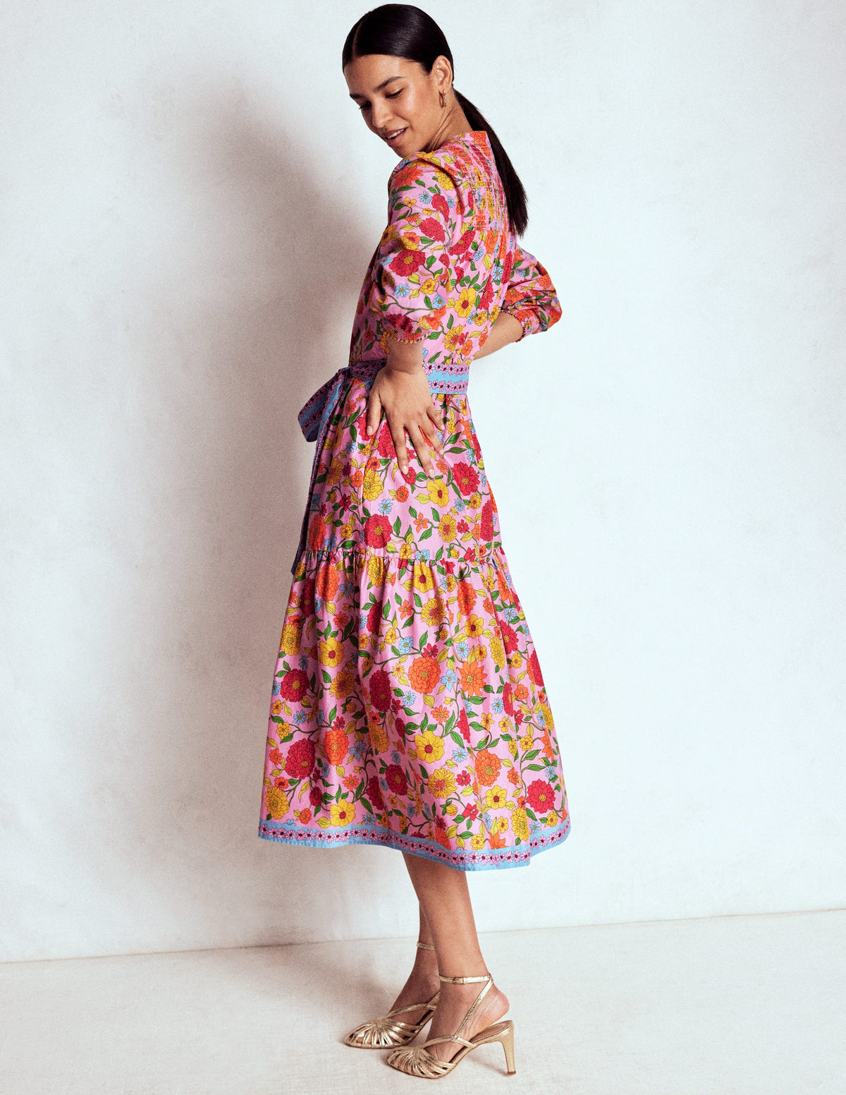 Cecily Cotton Midi Dress-Multi, Dahlia Trail - Image 4
