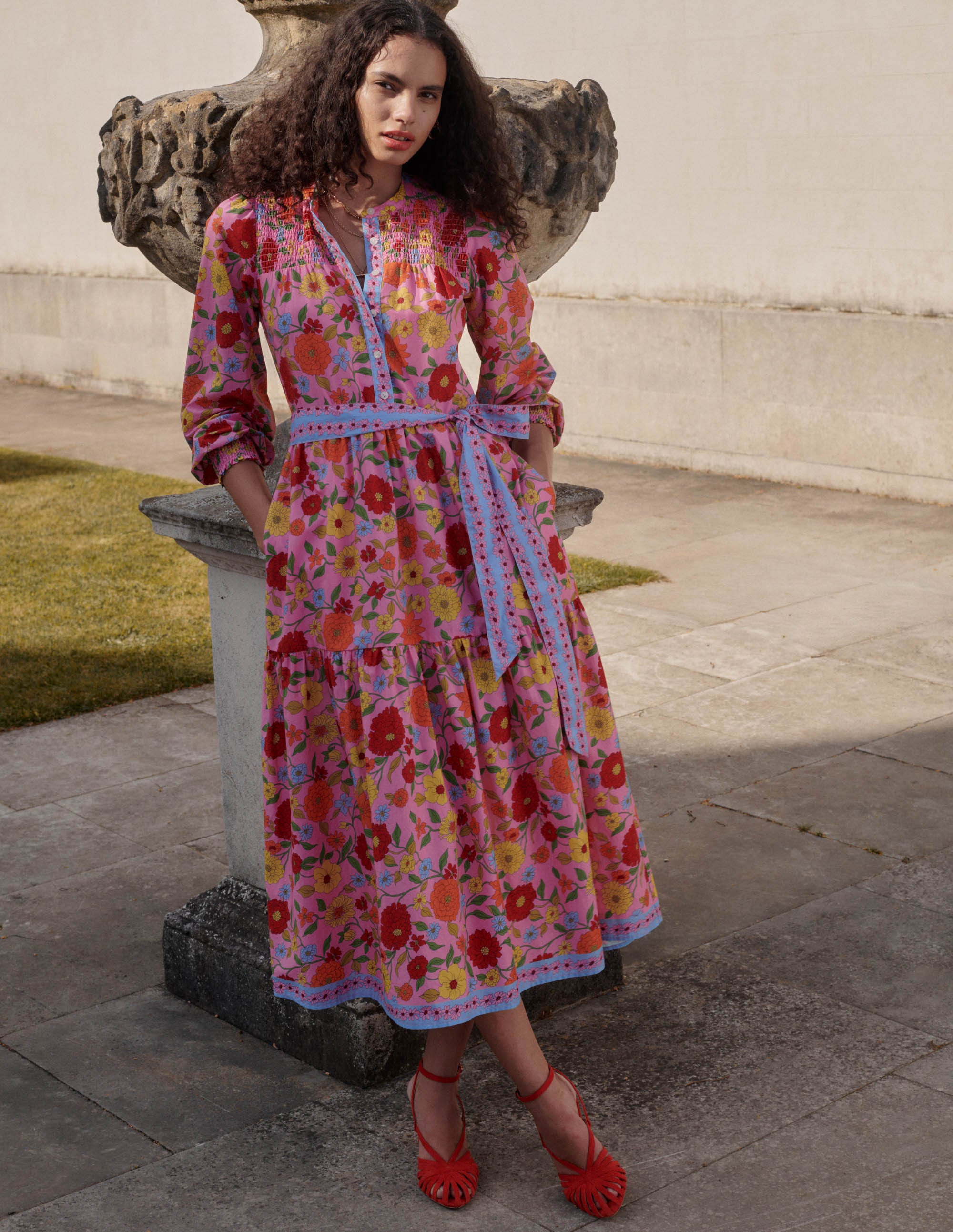Cecily Cotton Midi Dress-Multi, Dahlia Trail - Image 2