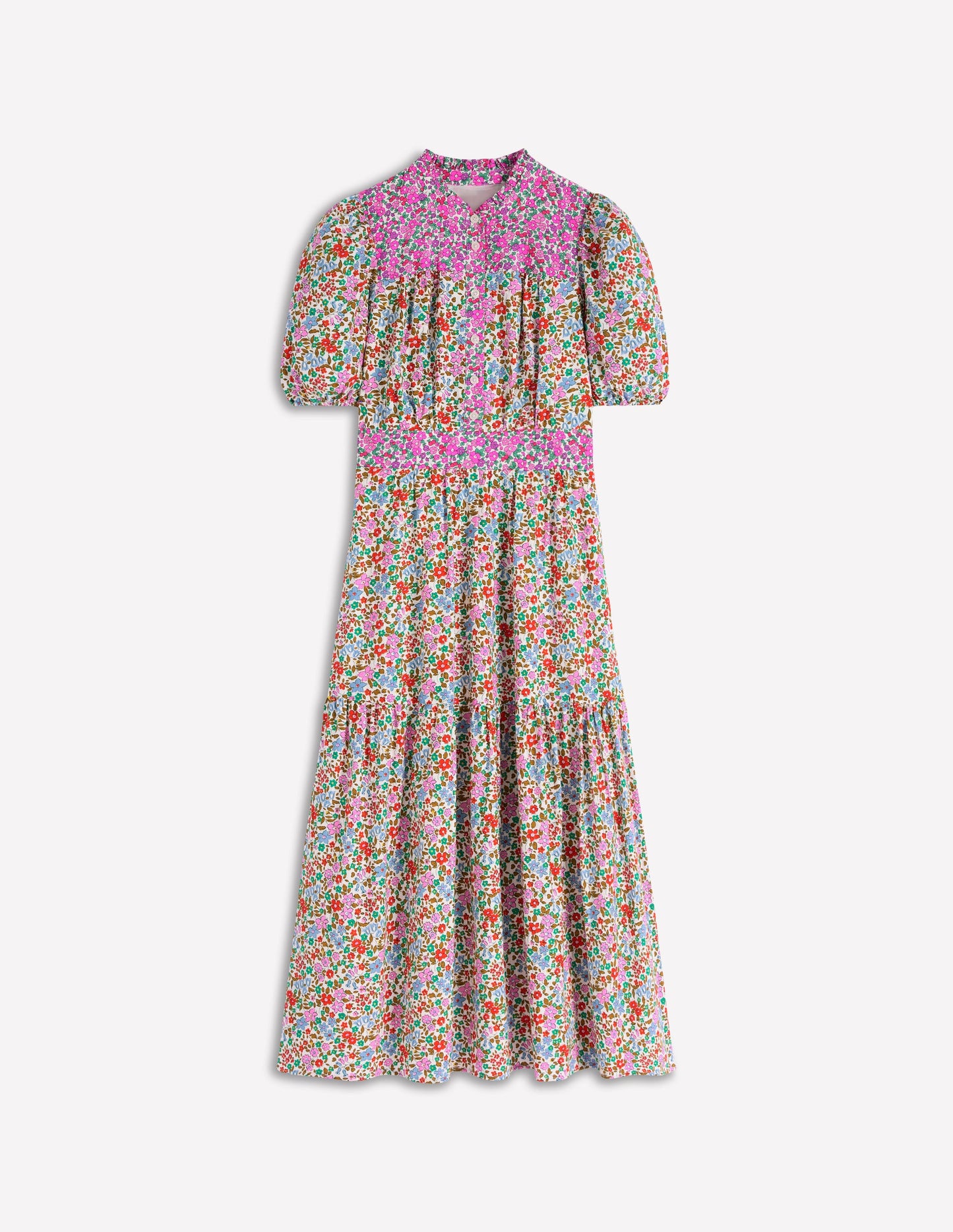 Beatrice Cotton Maxi Dress-Multi, Flowerbed Cluster