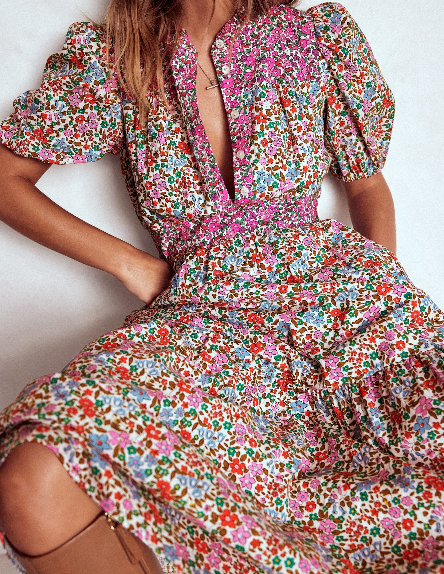 Beatrice Cotton Maxi Dress-Multi, Flowerbed Cluster