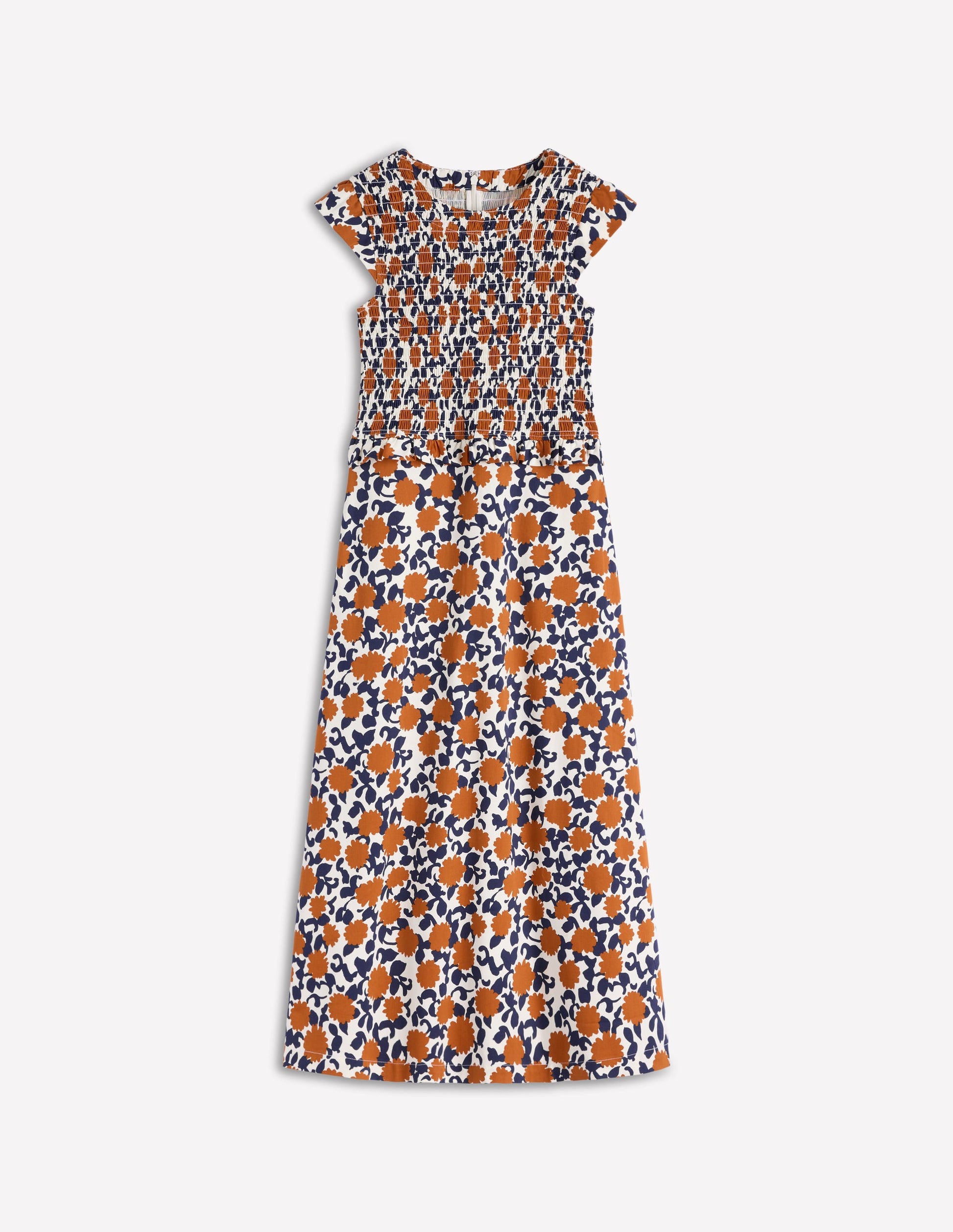 Carolina Smocked Midi Dress-Cognanc, Floweret Vine-7