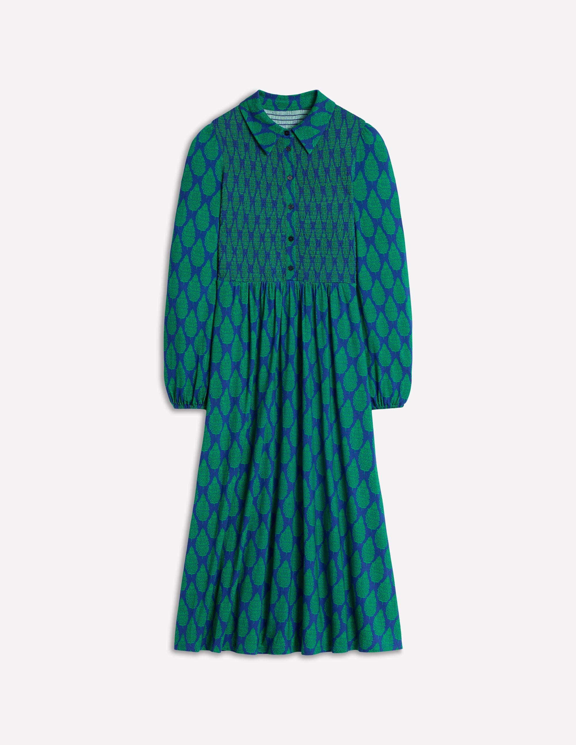 Smocked Jersey Dress-Blue, Wildflower Bouquet - Image 7
