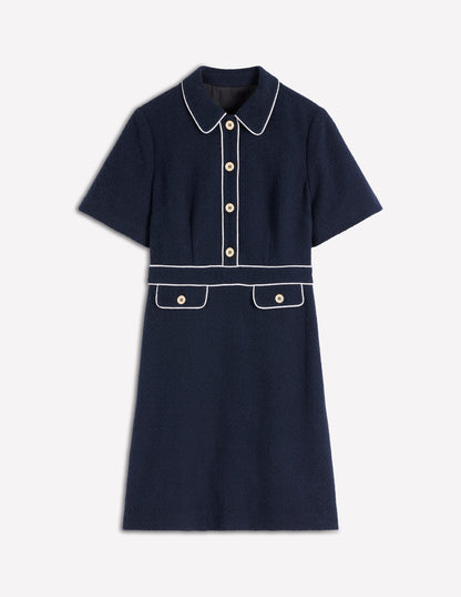 Eda Cotton Shift Dress-Navy-6