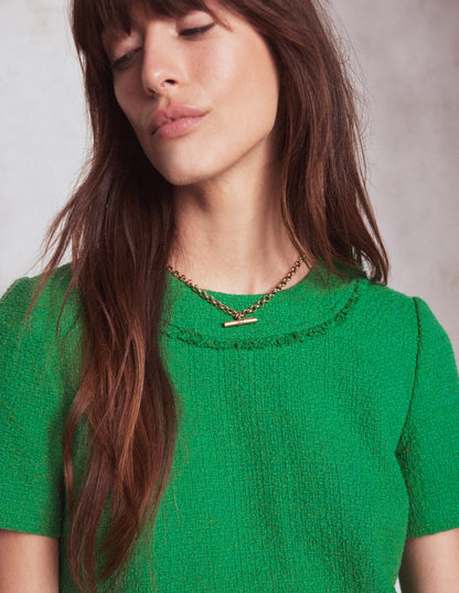 Evita Cotton Shift Dress-Rich Emerald-2