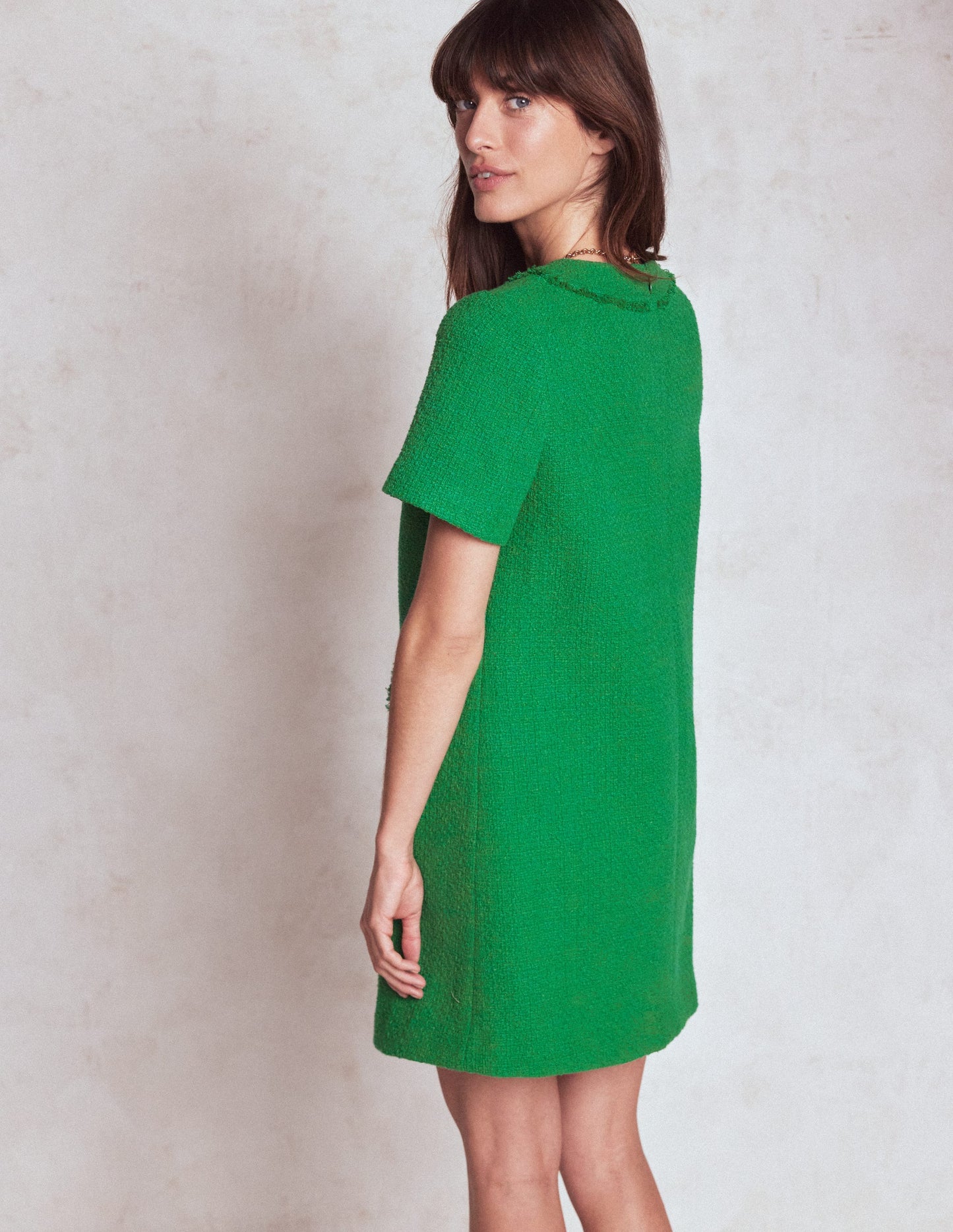 Evita Cotton Shift Dress-Rich Emerald