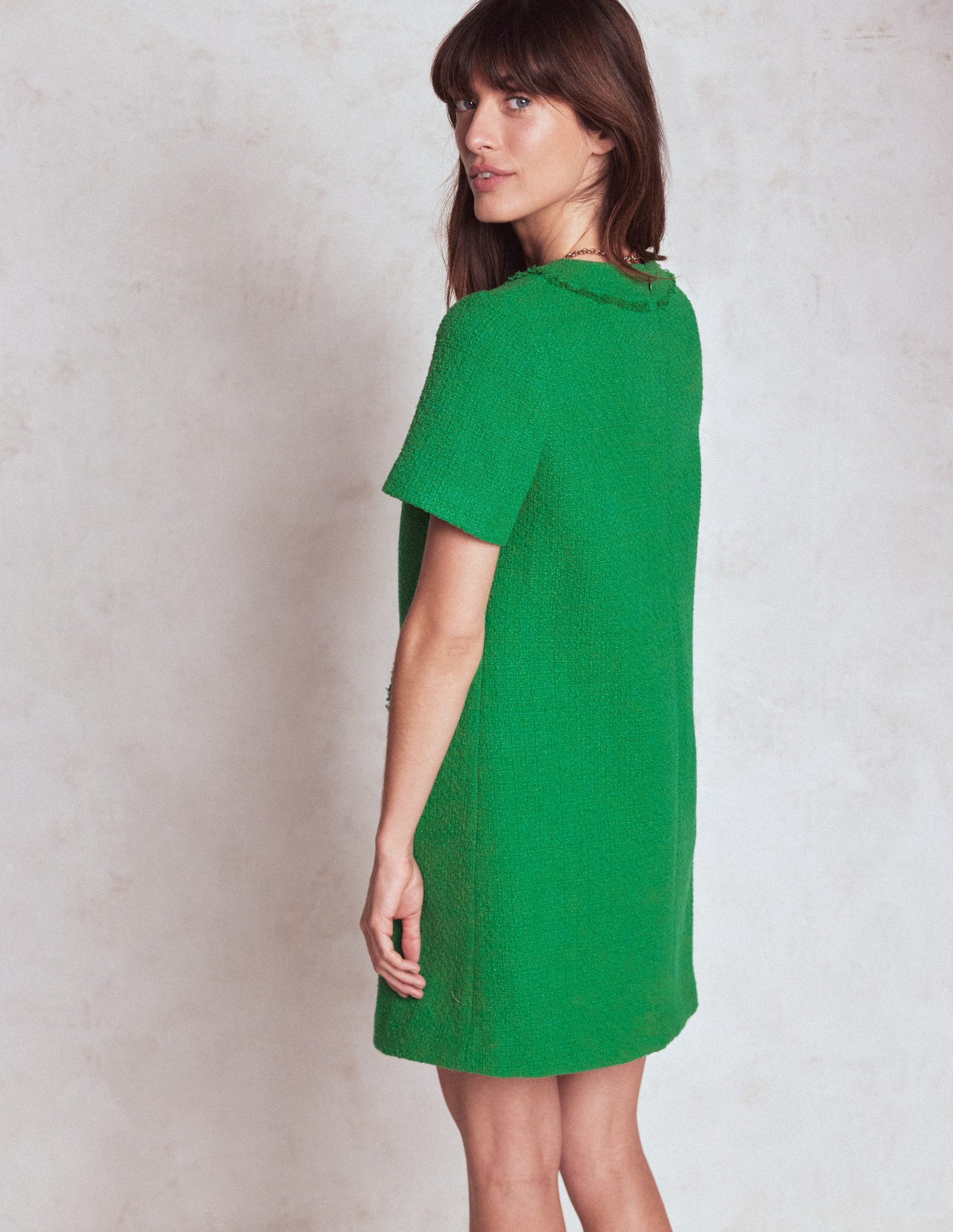 Evita Cotton Shift Dress-Rich Emerald-4