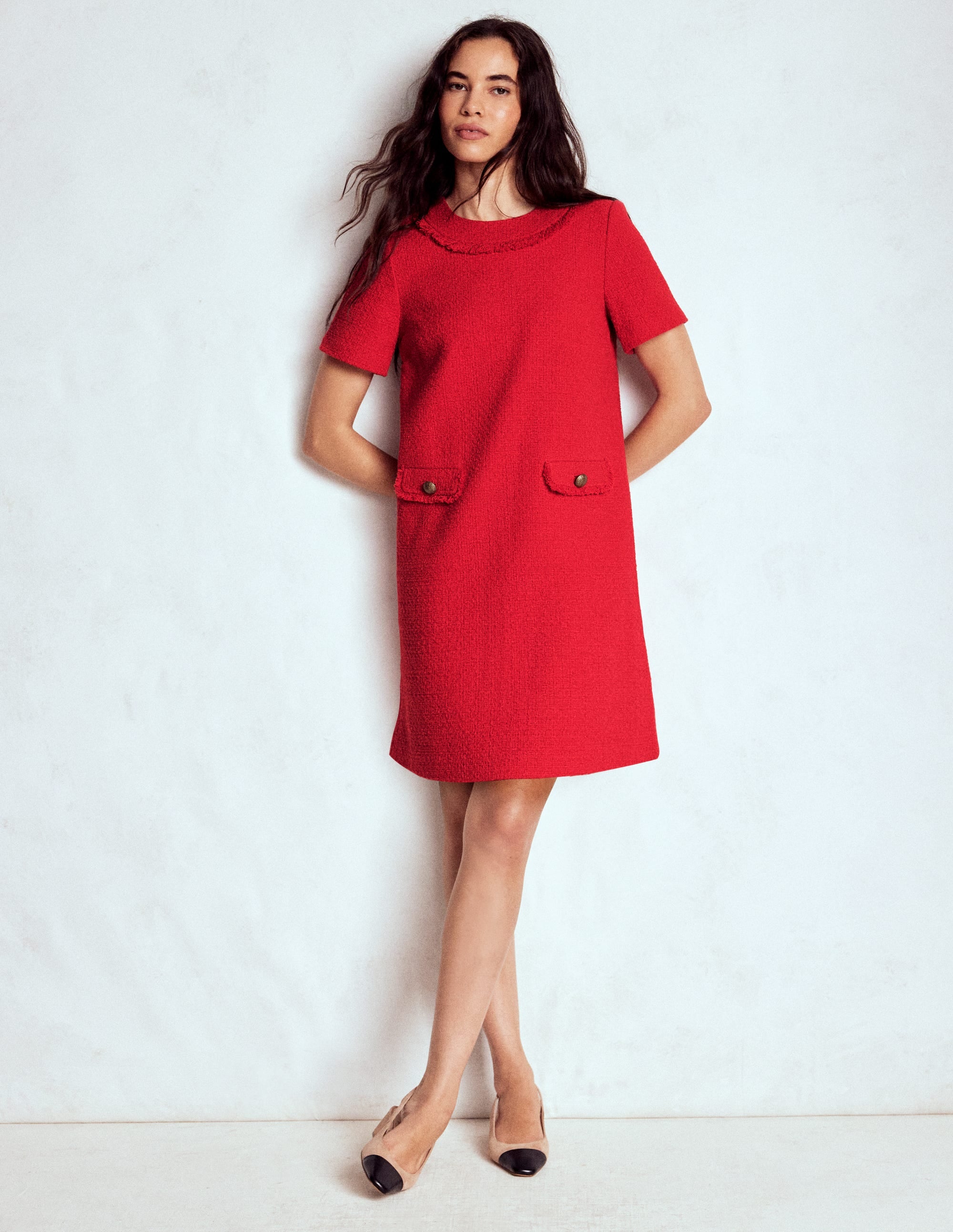 Evita Cotton Shift Dress-Poppy Red - Image 1