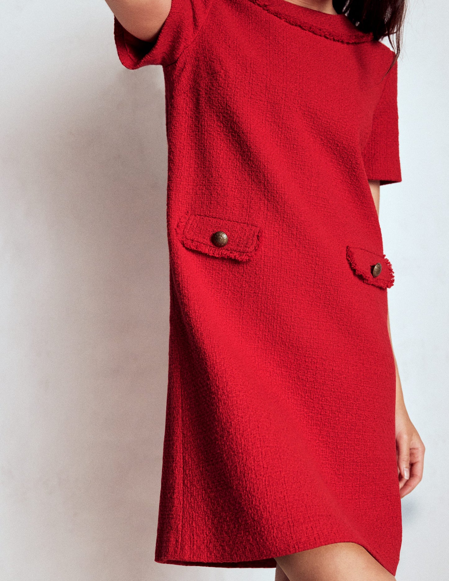 Evita Cotton Shift Dress-Poppy Red
