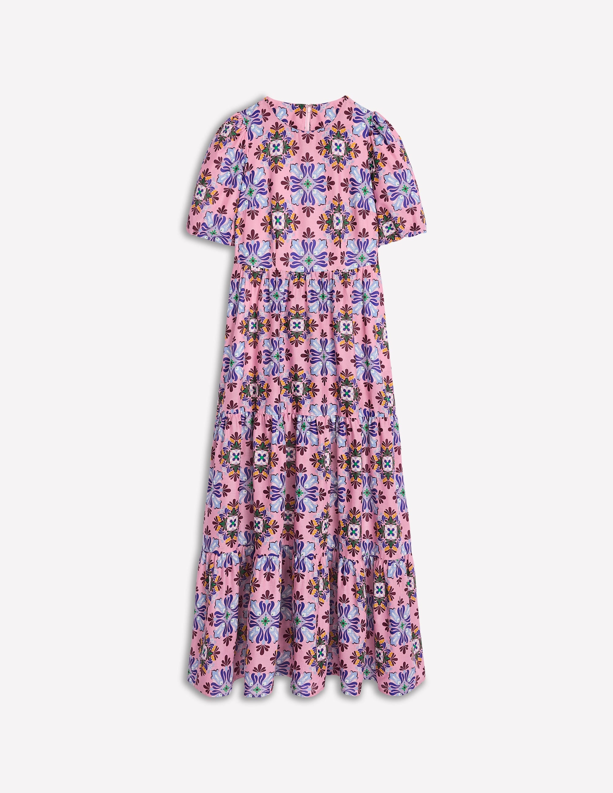 Tiered Poplin Maxi Dress-Formica Pink, Bloom Mosaic - Image 7