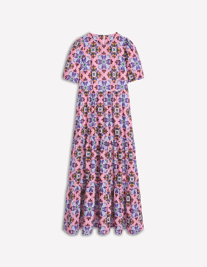 Tiered Poplin Maxi Dress-Formica Pink, Bloom Mosaic-7
