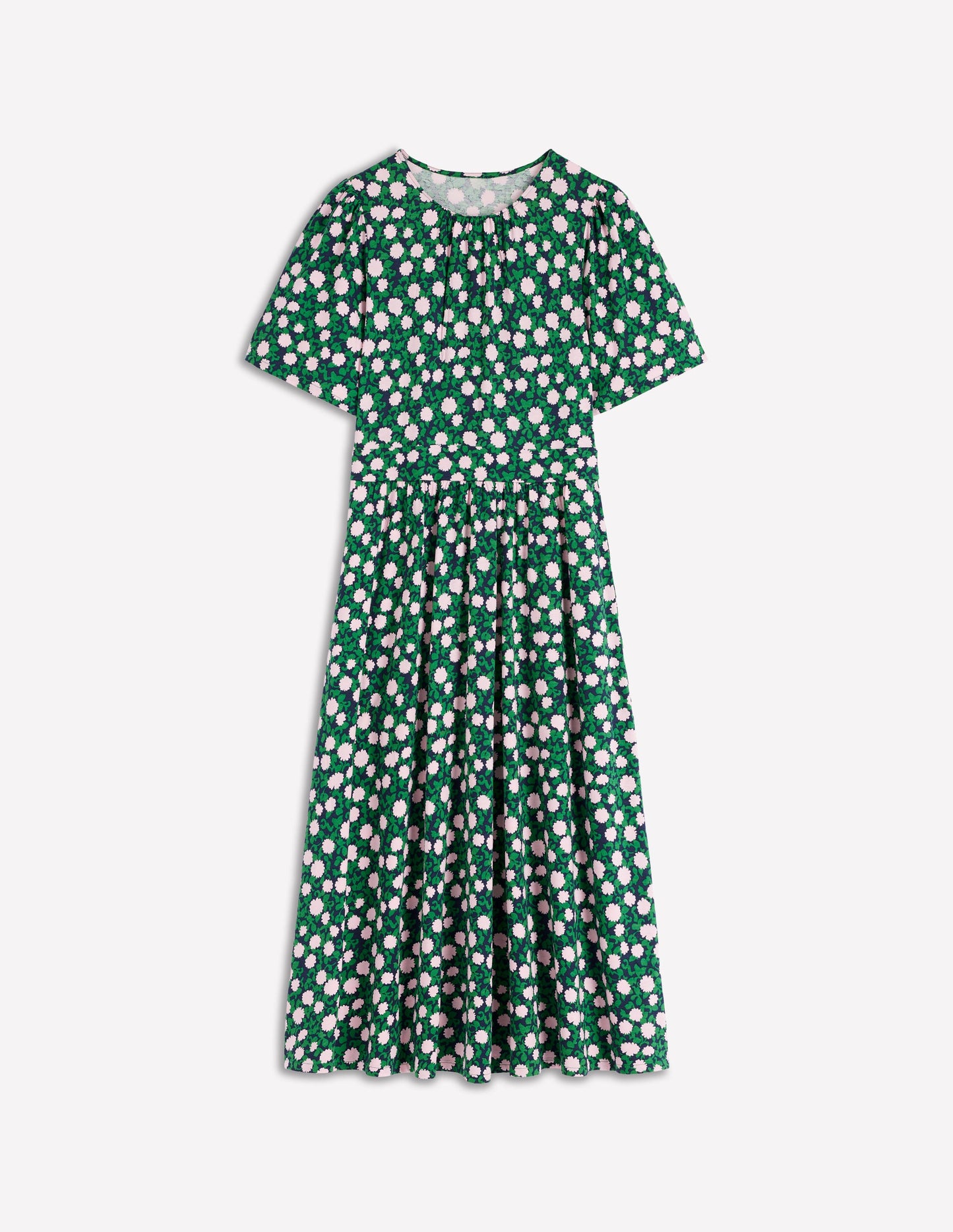 Louisa Jersey Midi Dress-Rich Emerald, Floweret Vine
