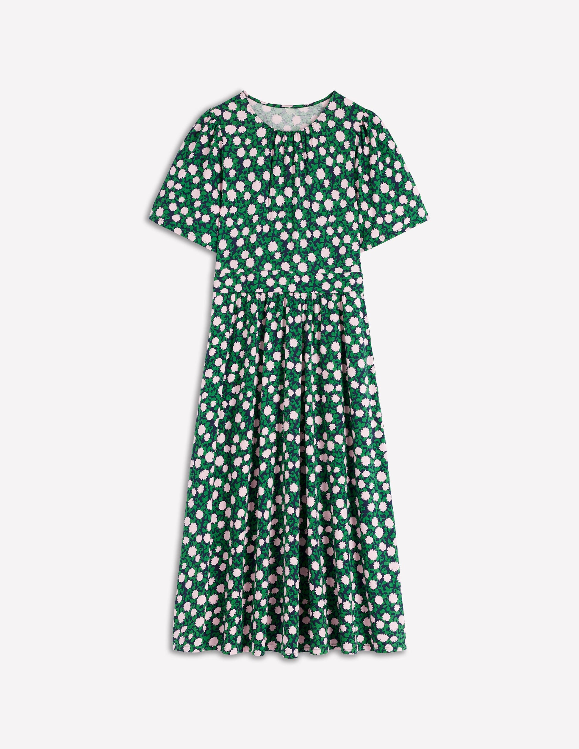 Louisa Jersey Midi Dress-Rich Emerald, Floweret Vine-6