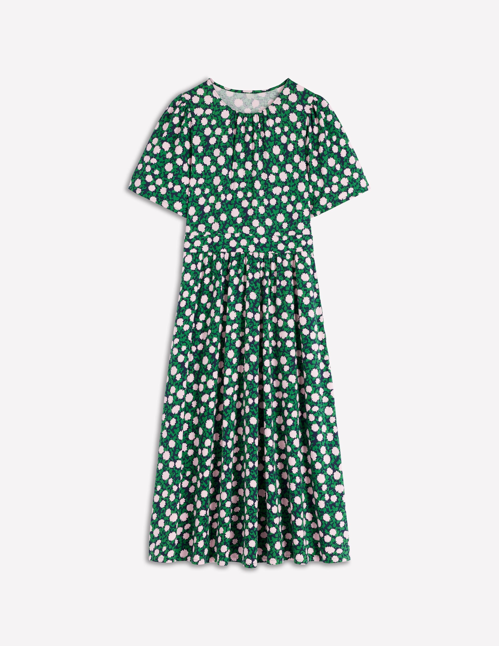 Louisa Jersey Midi Dress-Rich Emerald, Floweret Vine - Image 6