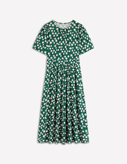 Louisa Jersey Midi Dress-Rich Emerald, Floweret Vine-6
