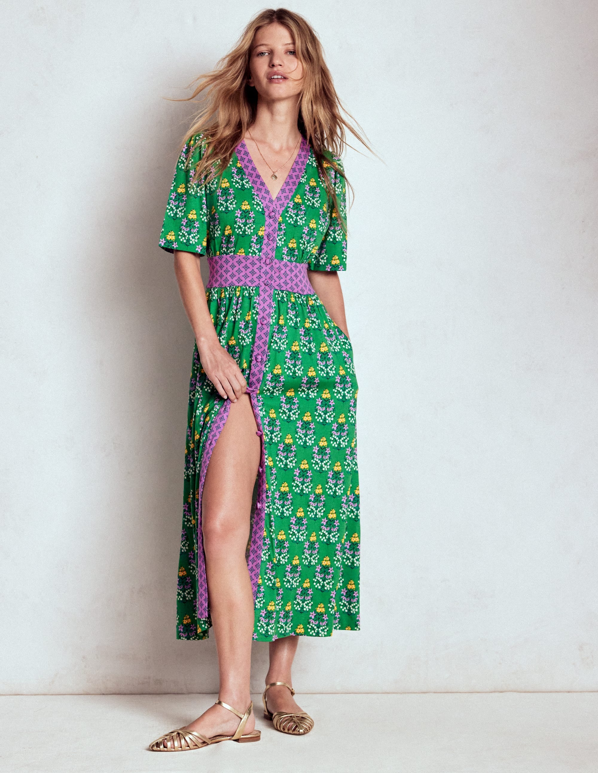 Natalia Jersey Tea Dress-Rich Emerald, Wildflower - Image 4