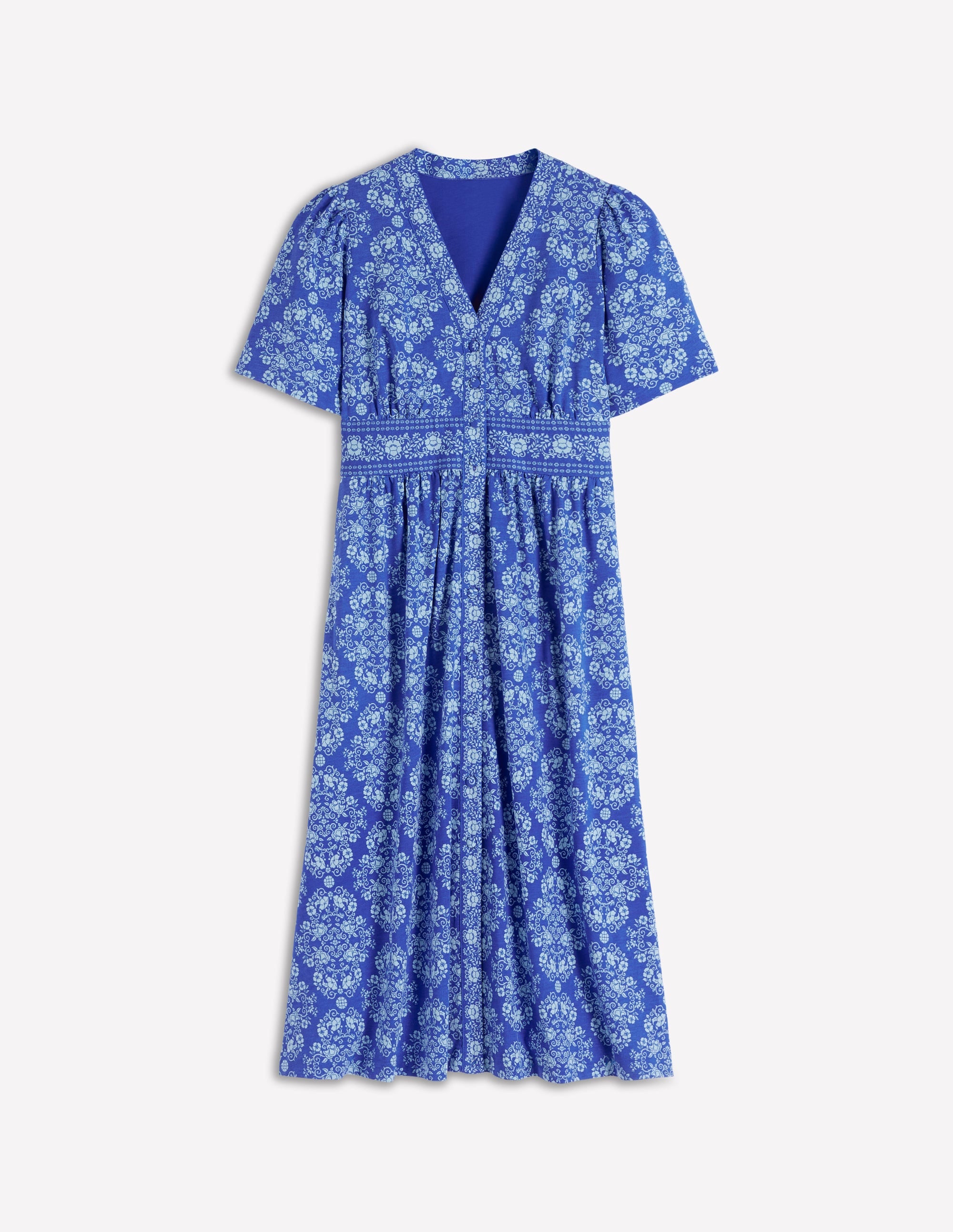 Natalia Jersey Tea Dress-Bright Blue, Ornamental - Image 5