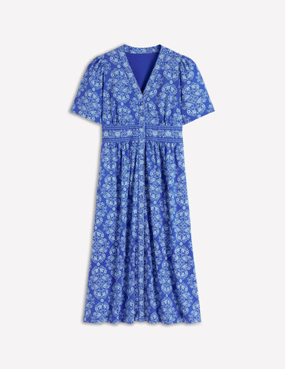 Natalia Jersey Tea Dress-Bright Blue, Ornamental-5