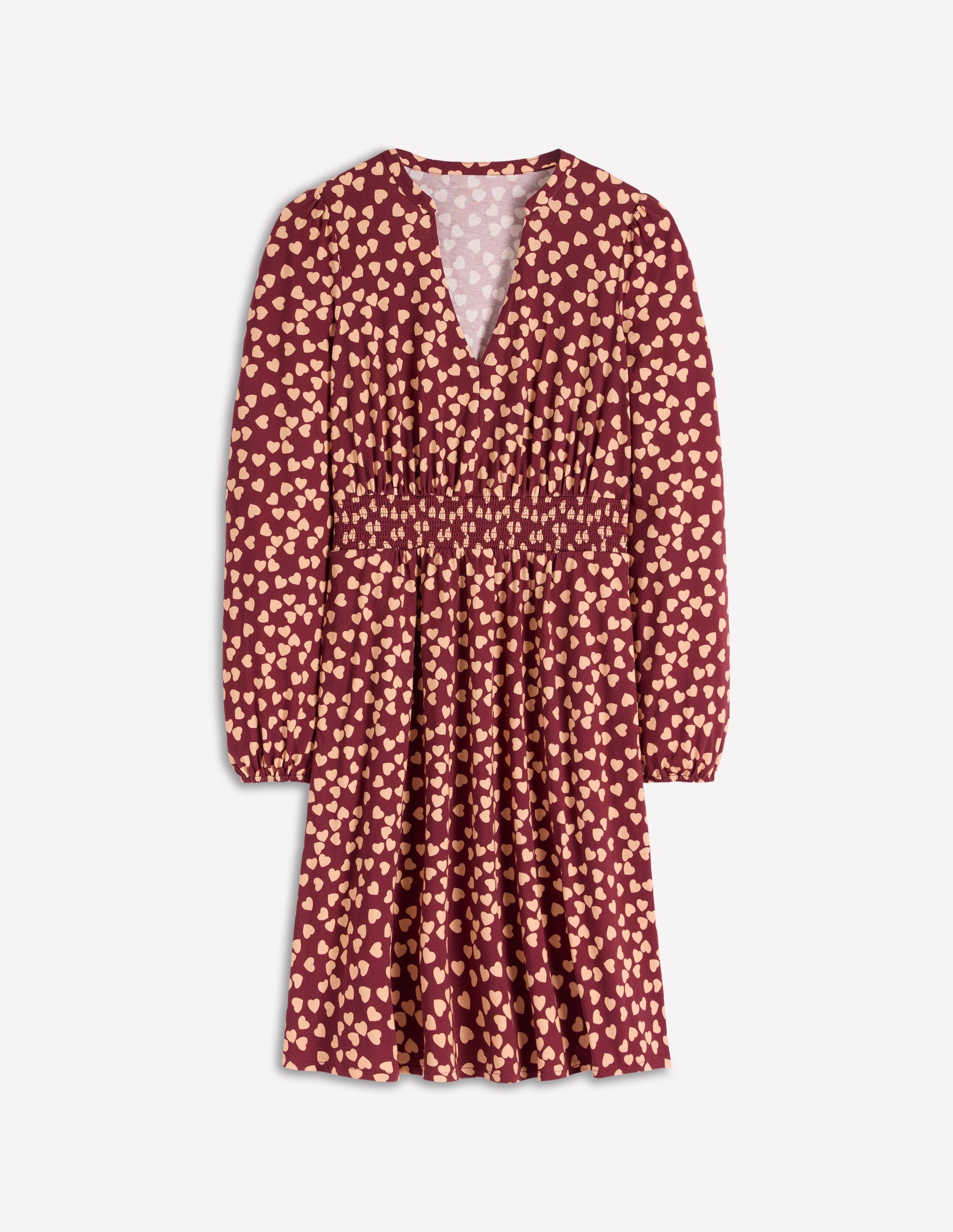 Sarah Short Jersey Dress-Chestnut, Heart Cascade-5