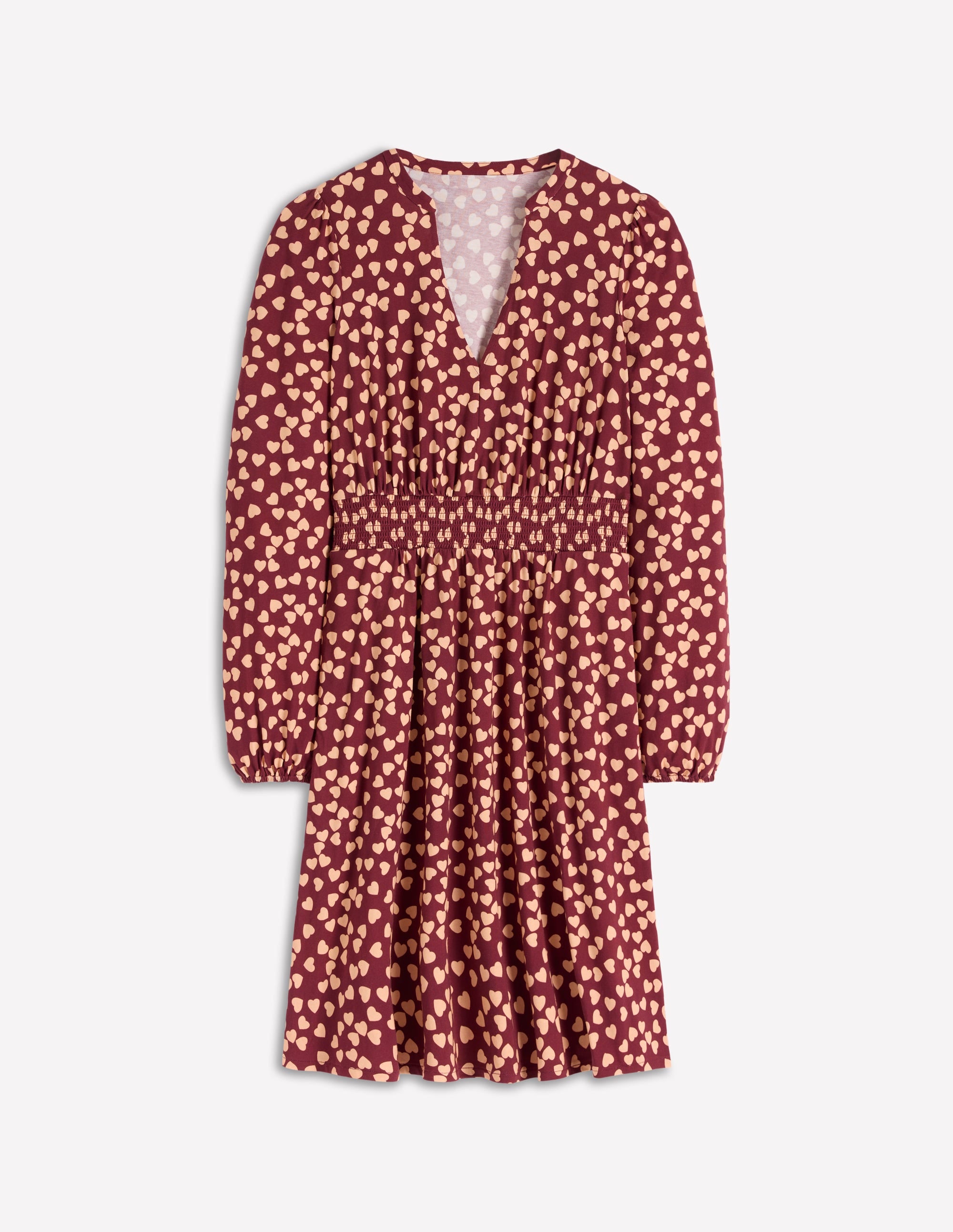 Sarah Short Jersey Dress-Chestnut, Heart Cascade - Image 5