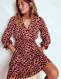 Sarah Short Jersey Dress-Chestnut, Heart Cascade
