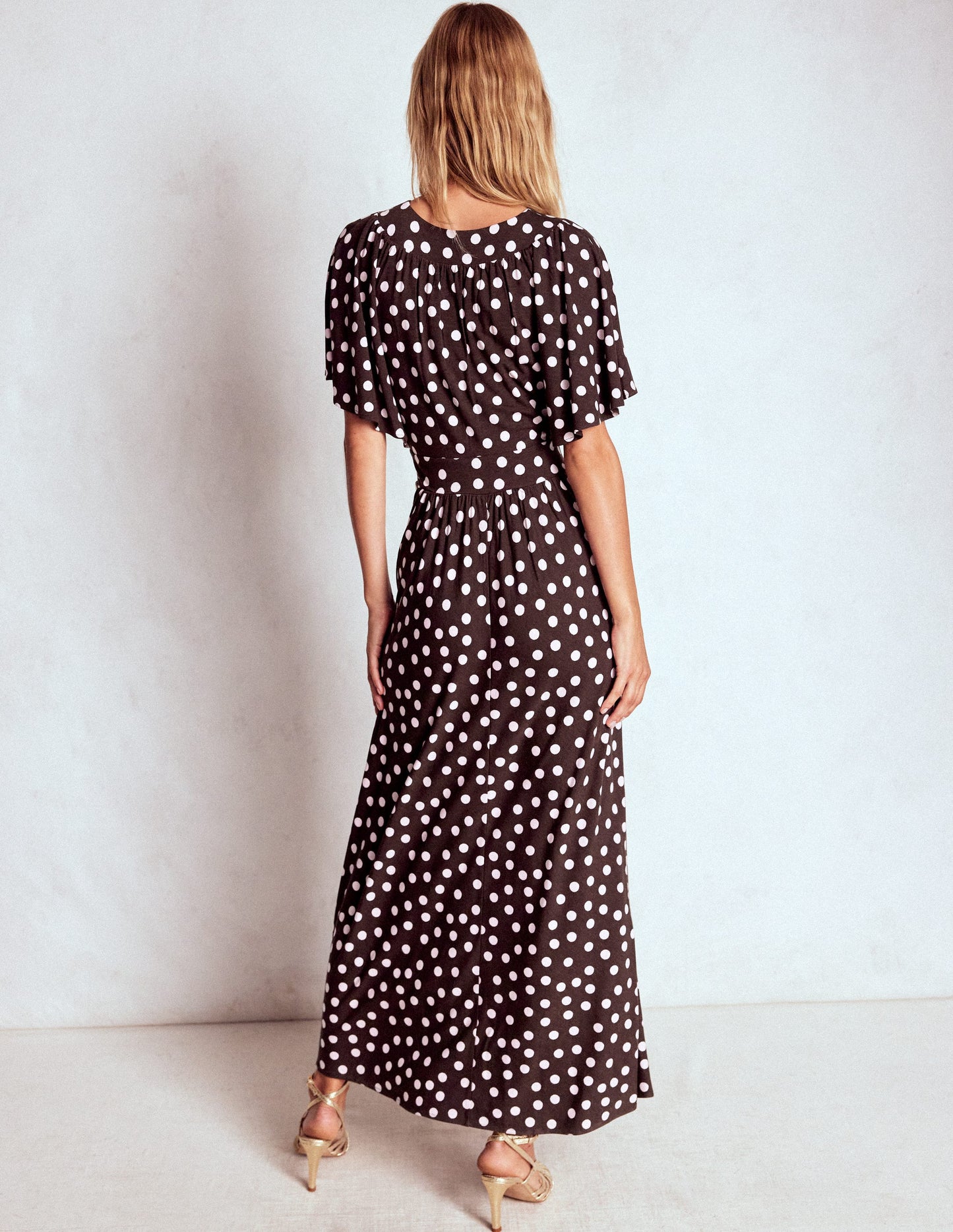 Yoke Panel Maxi Dress-Brown Spot