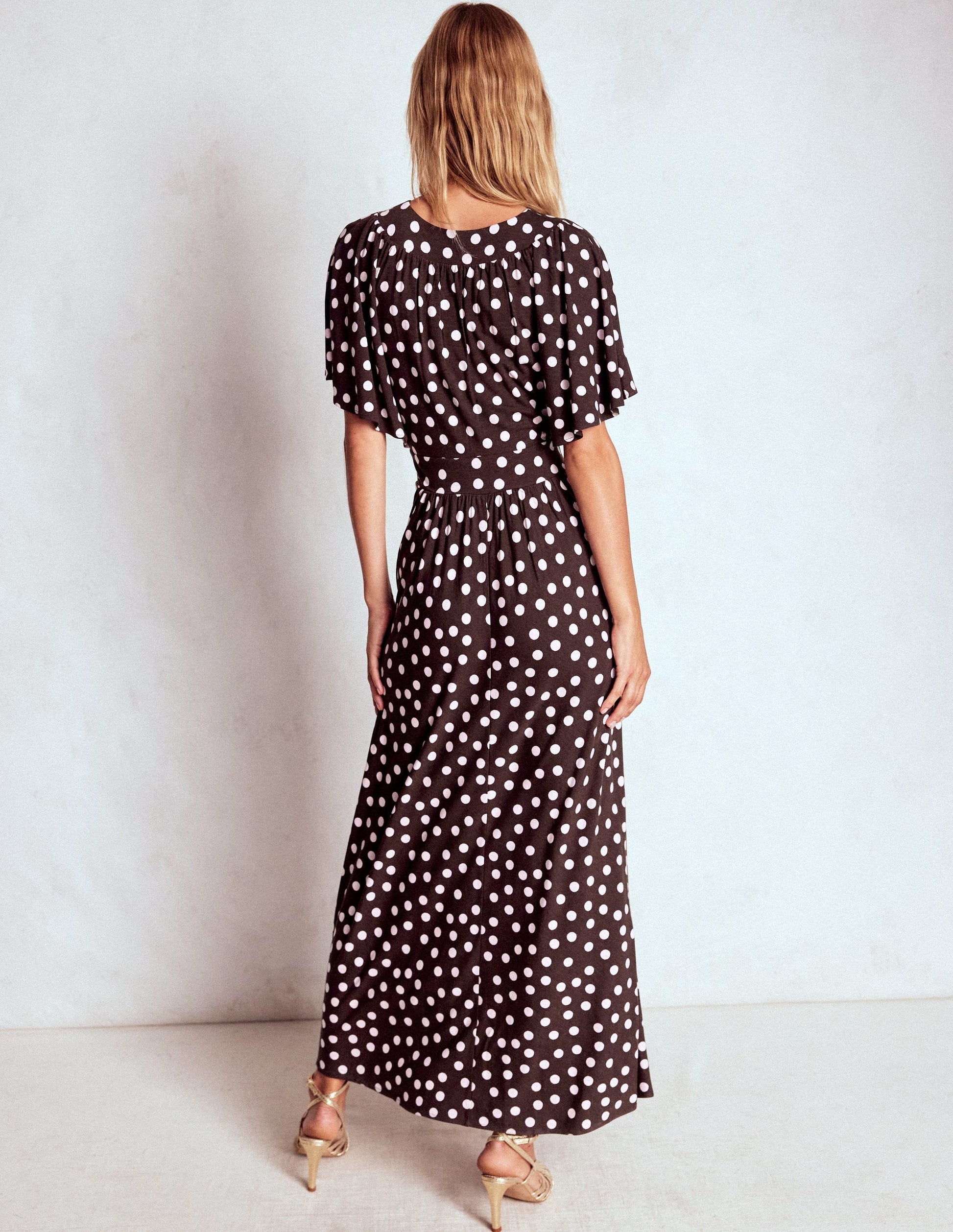 Yoke Panel Maxi Dress-Brown Spot-3