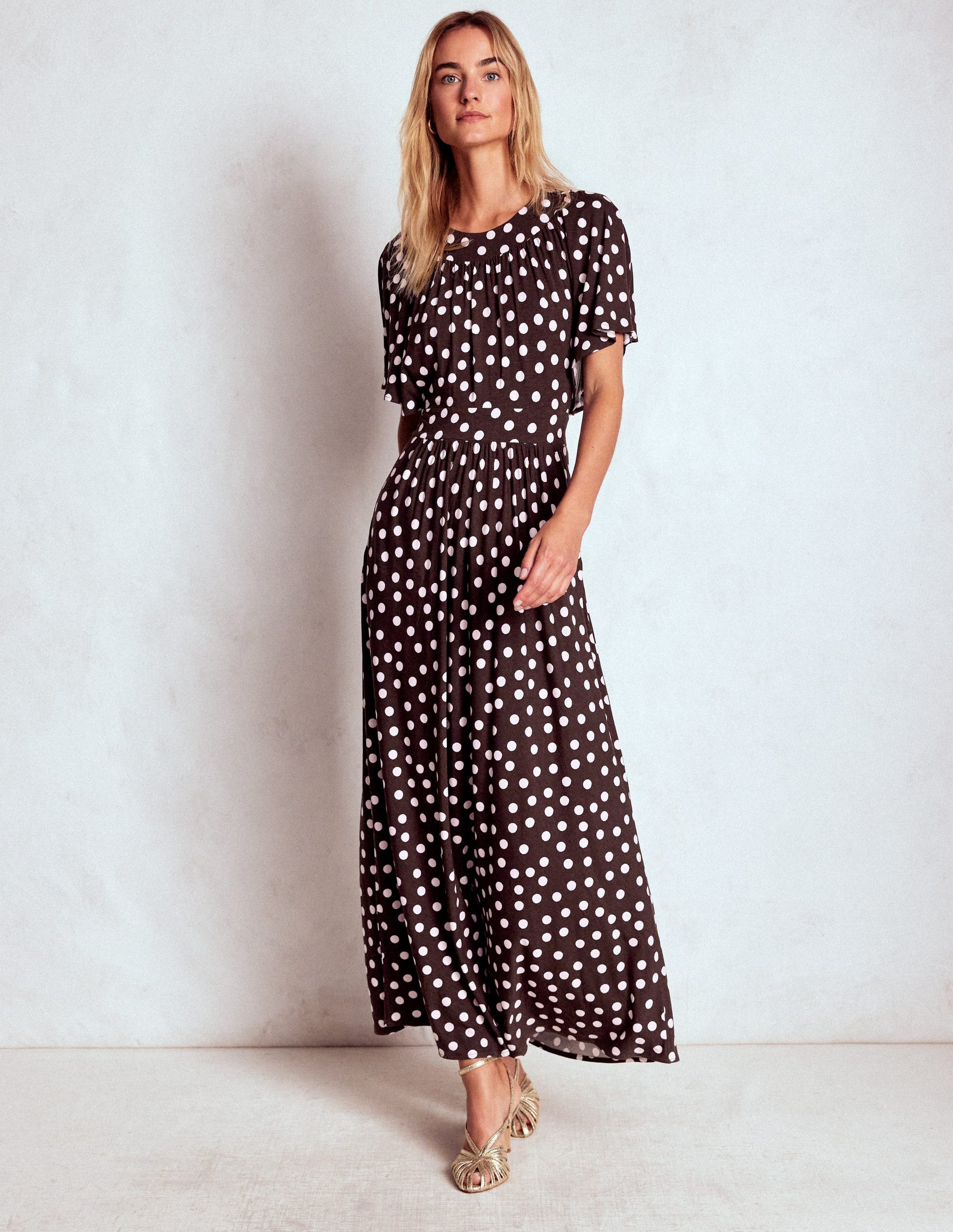 Yoke Panel Maxi Dress-Brown Spot | Boden UK Yoke Panel Maxi Dress-Brown Spot | Boden UK