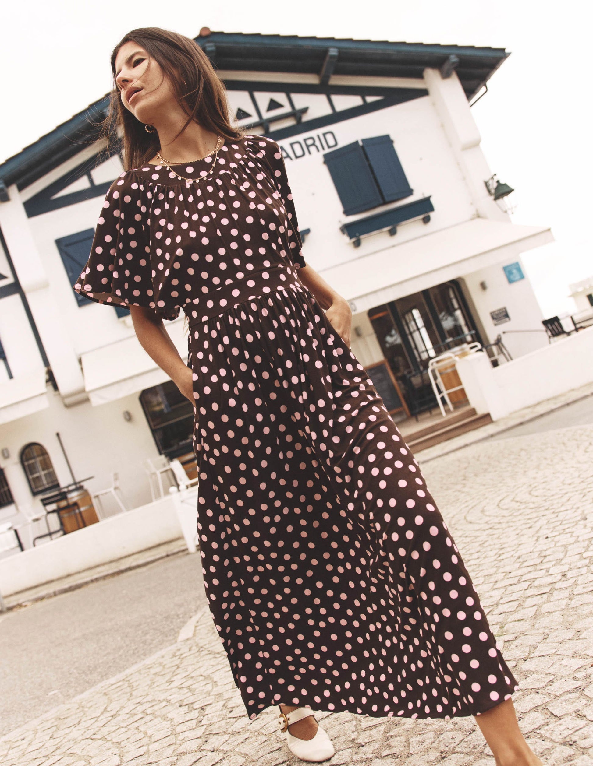 Yoke Panel Maxi Dress-Brown Spot | Boden UK Yoke Panel Maxi Dress-Brown Spot | Boden UK