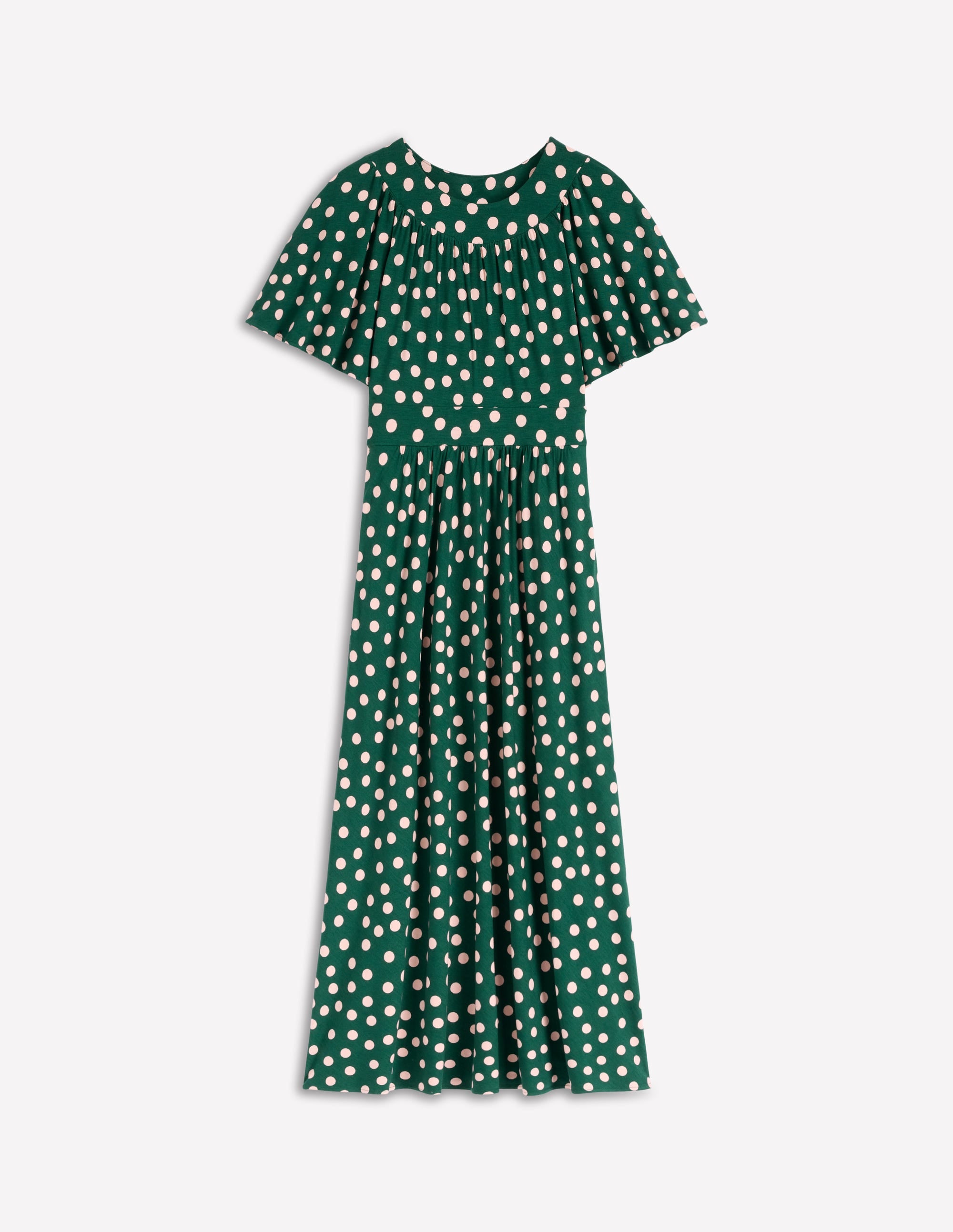 Yoke Panel Maxi Dress-Emerald Night, Painted Dot - Image 5
