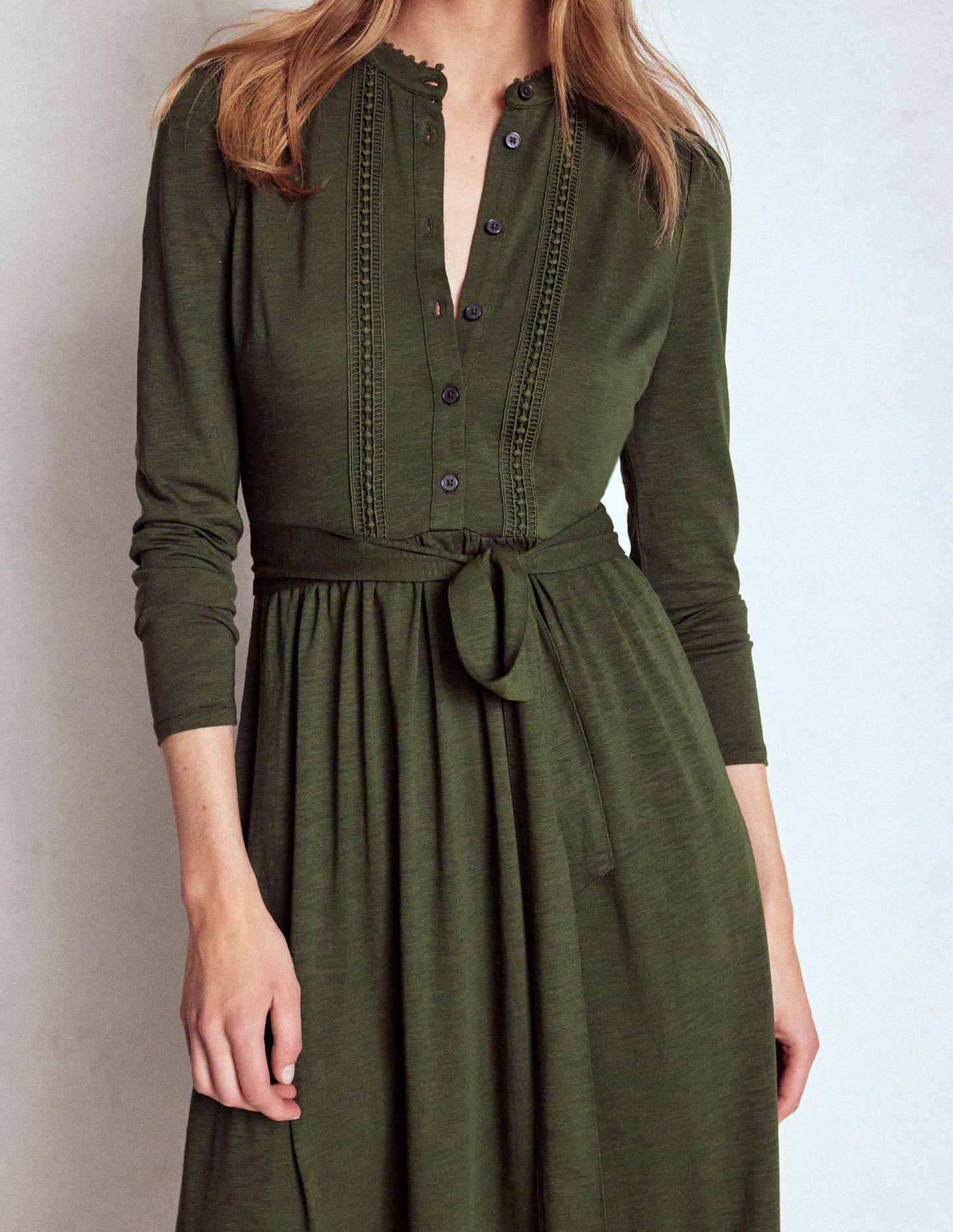 Edwina Jersey Shirt Dress-Kale Leaf