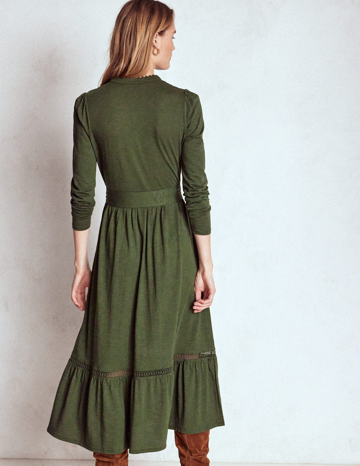 Edwina Jersey Shirt Dress-Kale Leaf - Image 4