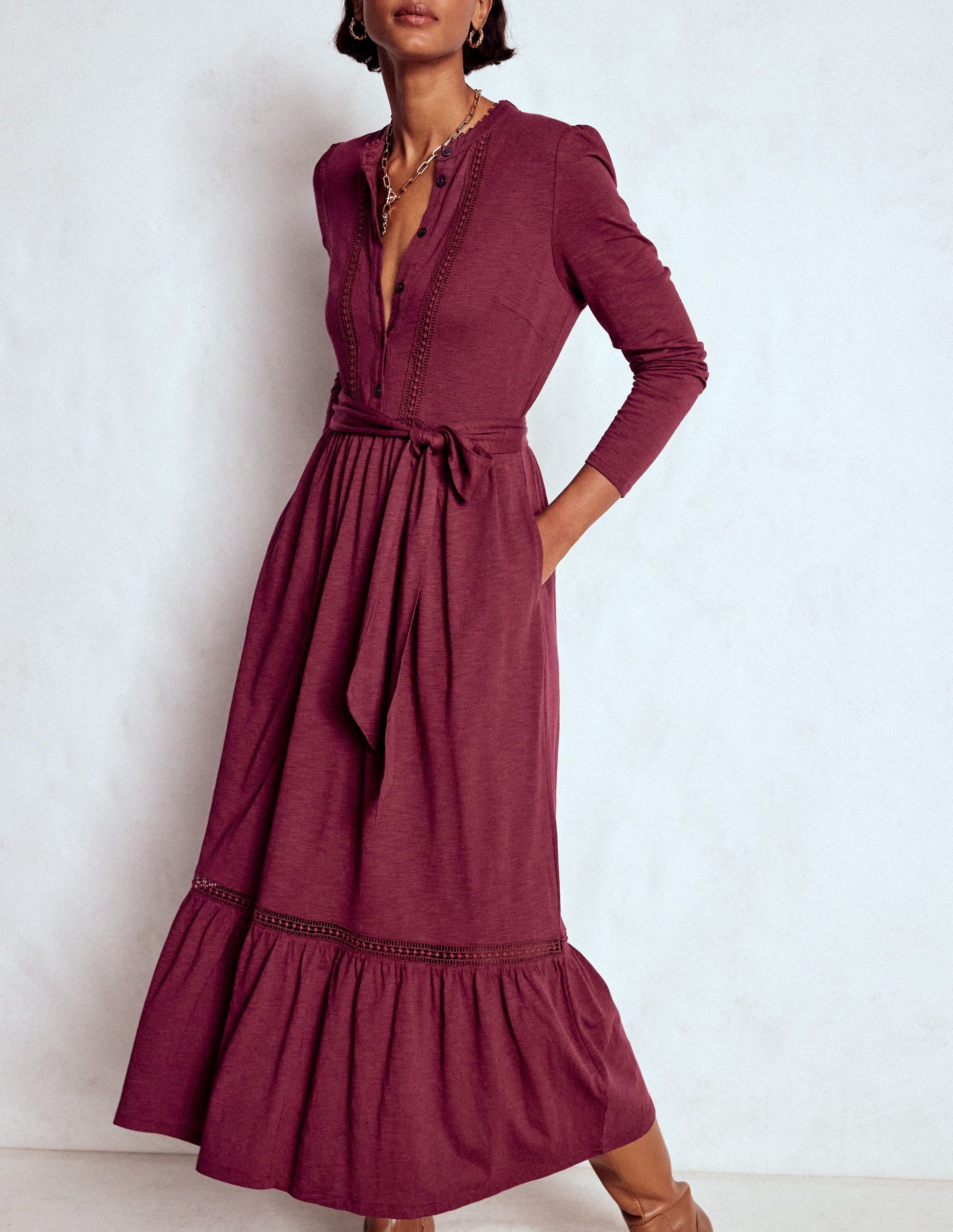 Edwina Jersey Shirt Dress-Deep Wisteria | Boden UK Edwina Jersey Shirt Dress-Deep Wisteria | Boden UK