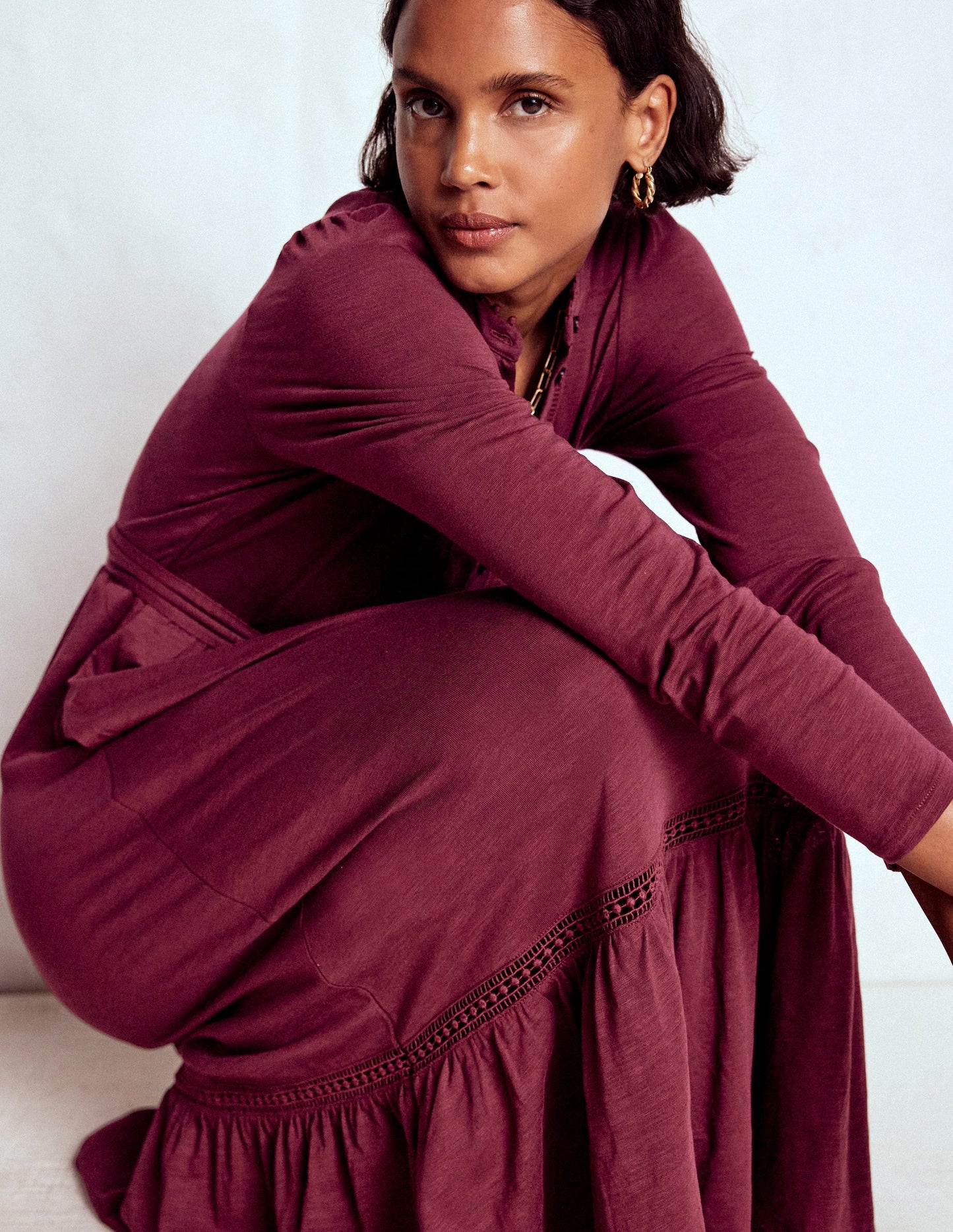 Edwina Jersey Shirt Dress-Deep Wisteria