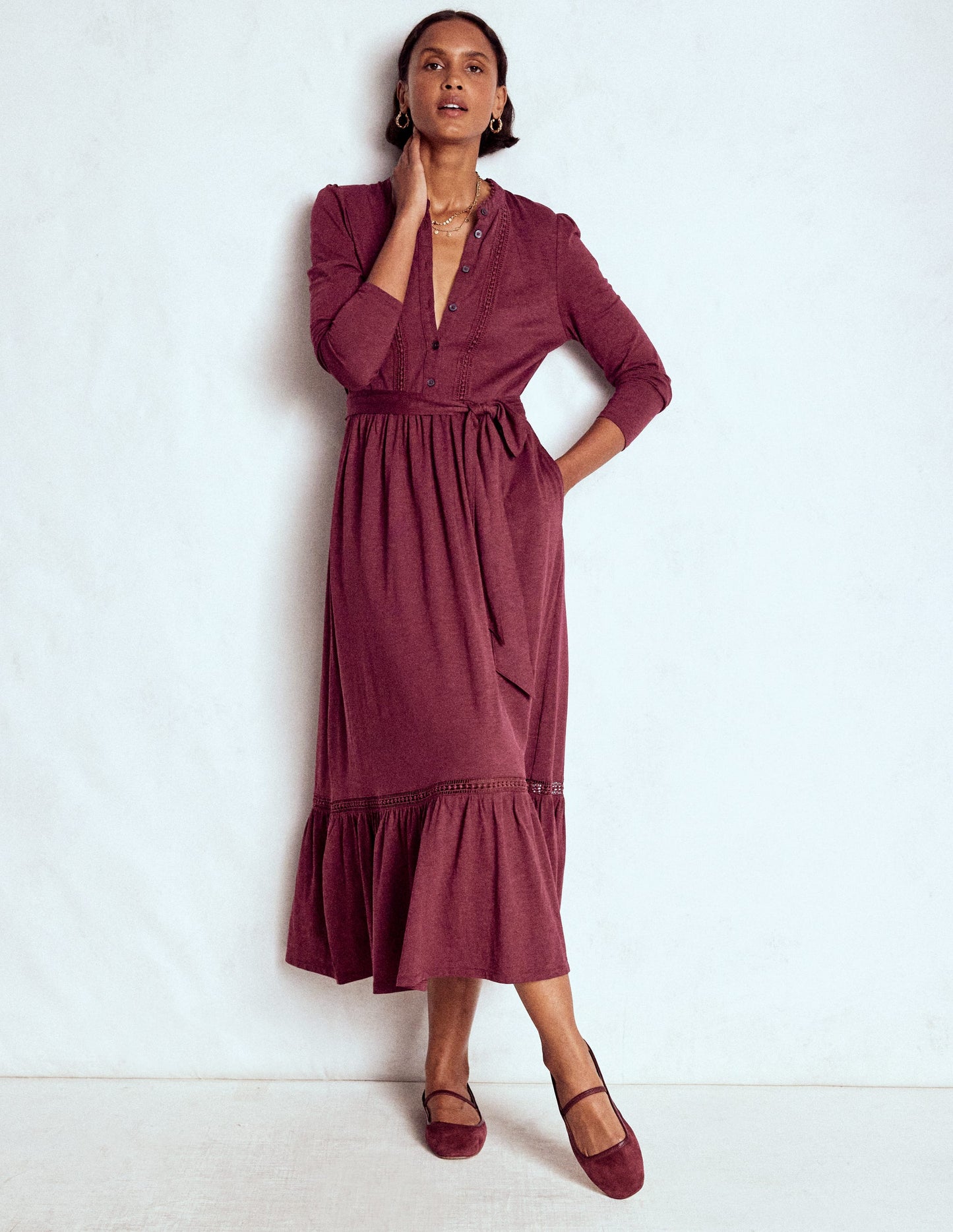 Edwina Jersey Shirt Dress-Deep Wisteria