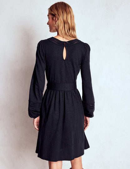 Athina Trim Insert Short Dress-Navy-3