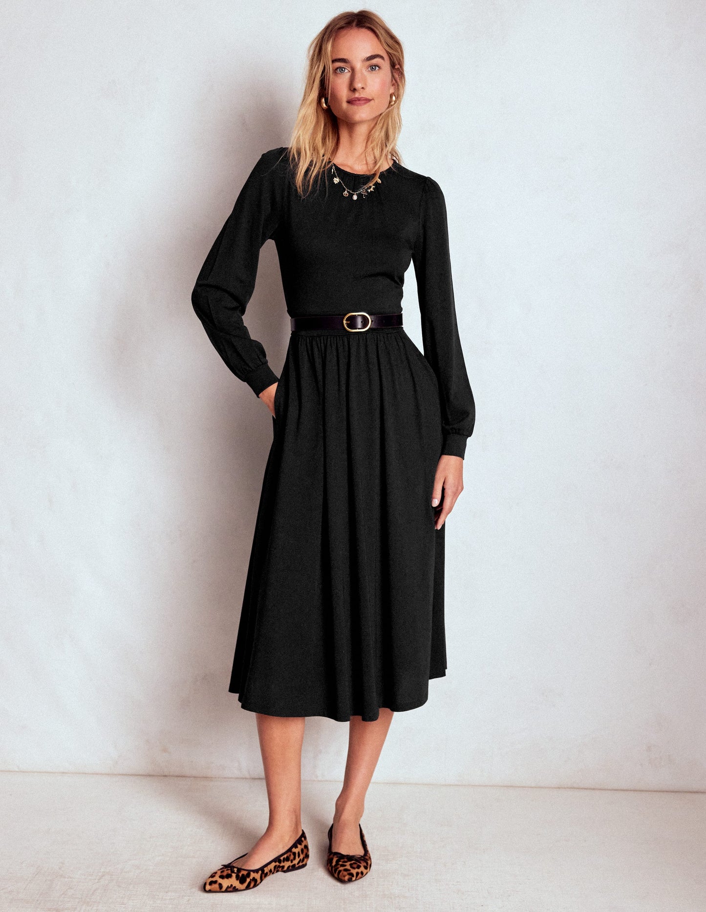 Alexandra Jersey Midi Dress-Black