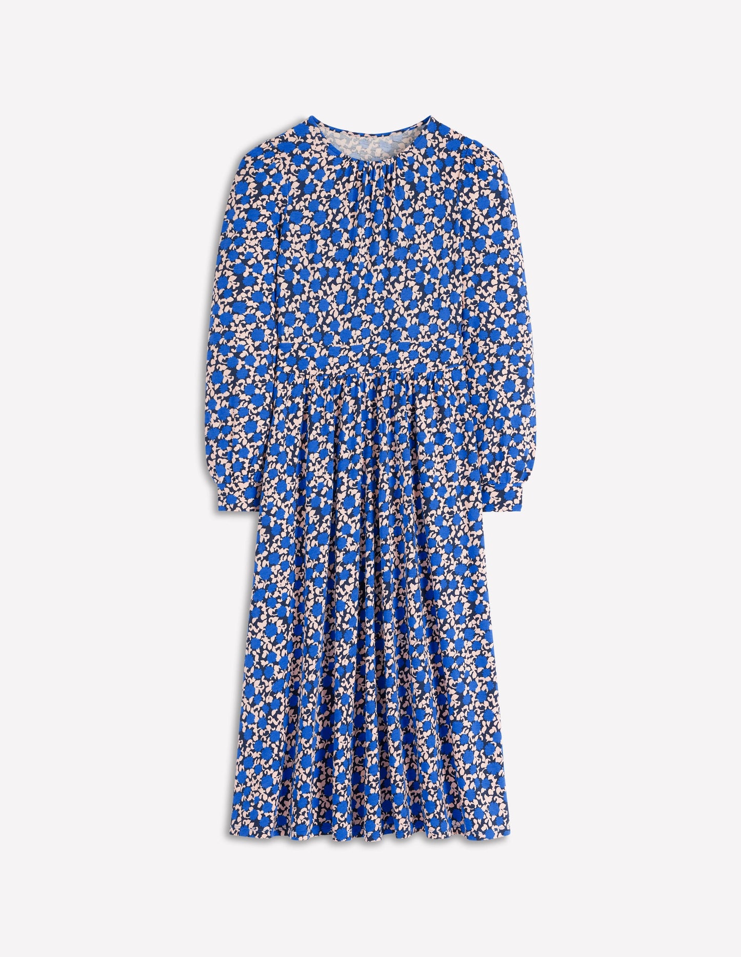 Alexandra Jersey Midi Dress-Kingfisher Blue, Floweret Vine