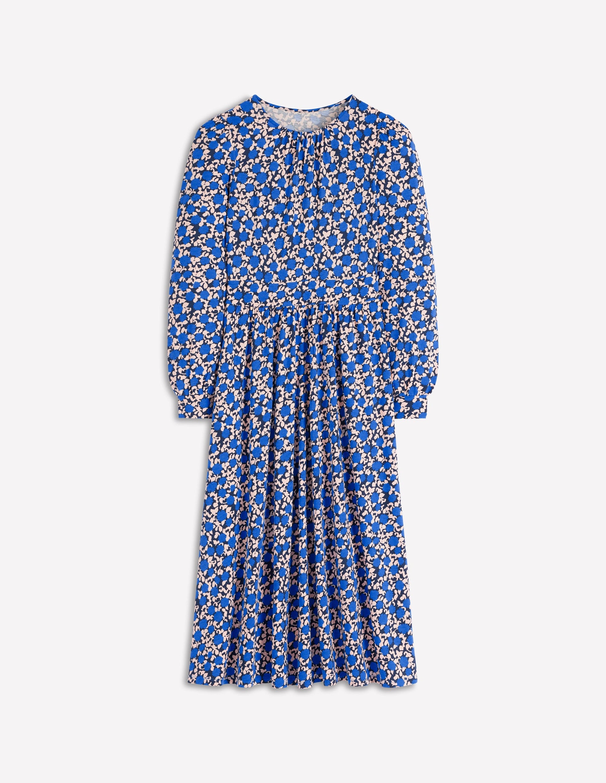 Alexandra Jersey Midi Dress-Kingfisher Blue, Floweret Vine-7